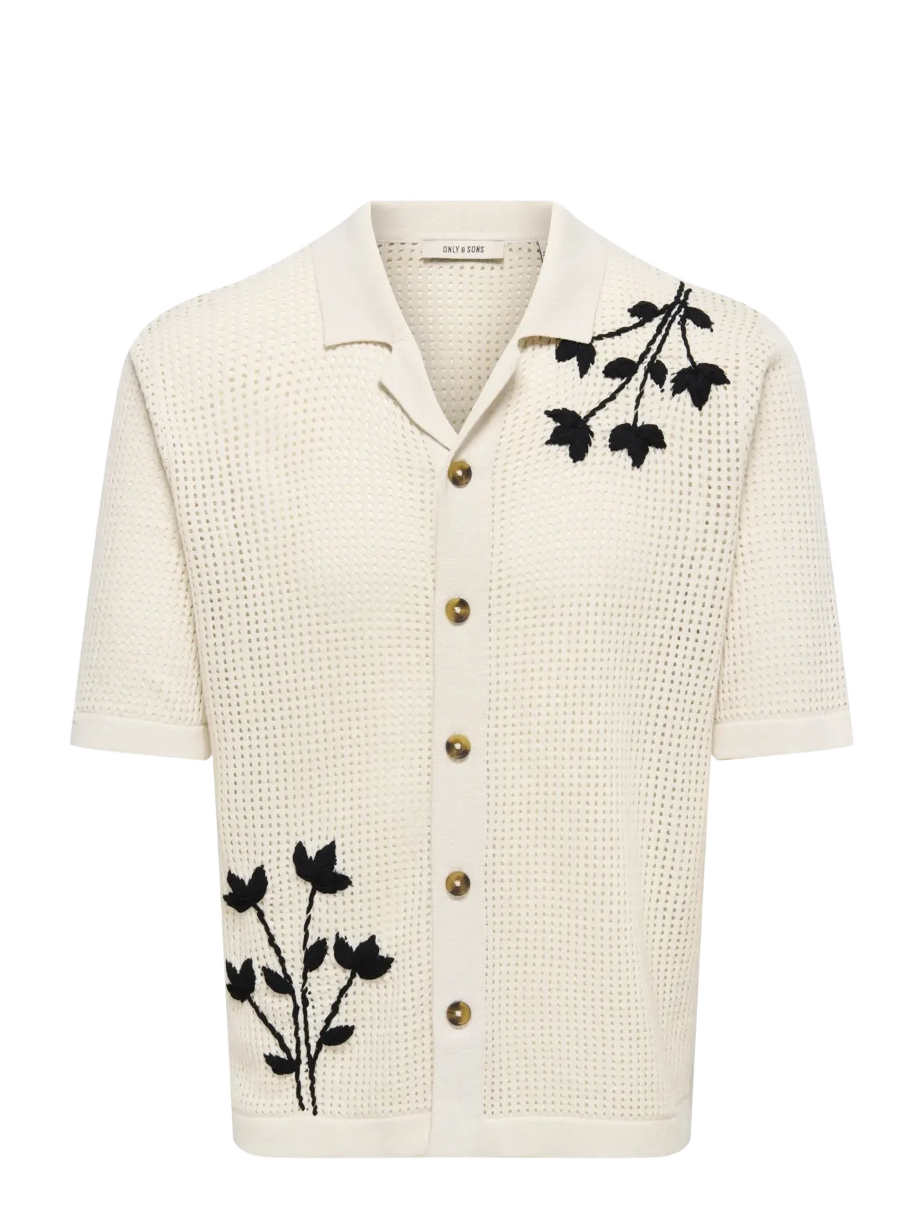 ONLY & SONS ONSTEGAN LIFE RLX SS SHIRT KNIT - ONLY & SONS - MOONSTRUCK / black