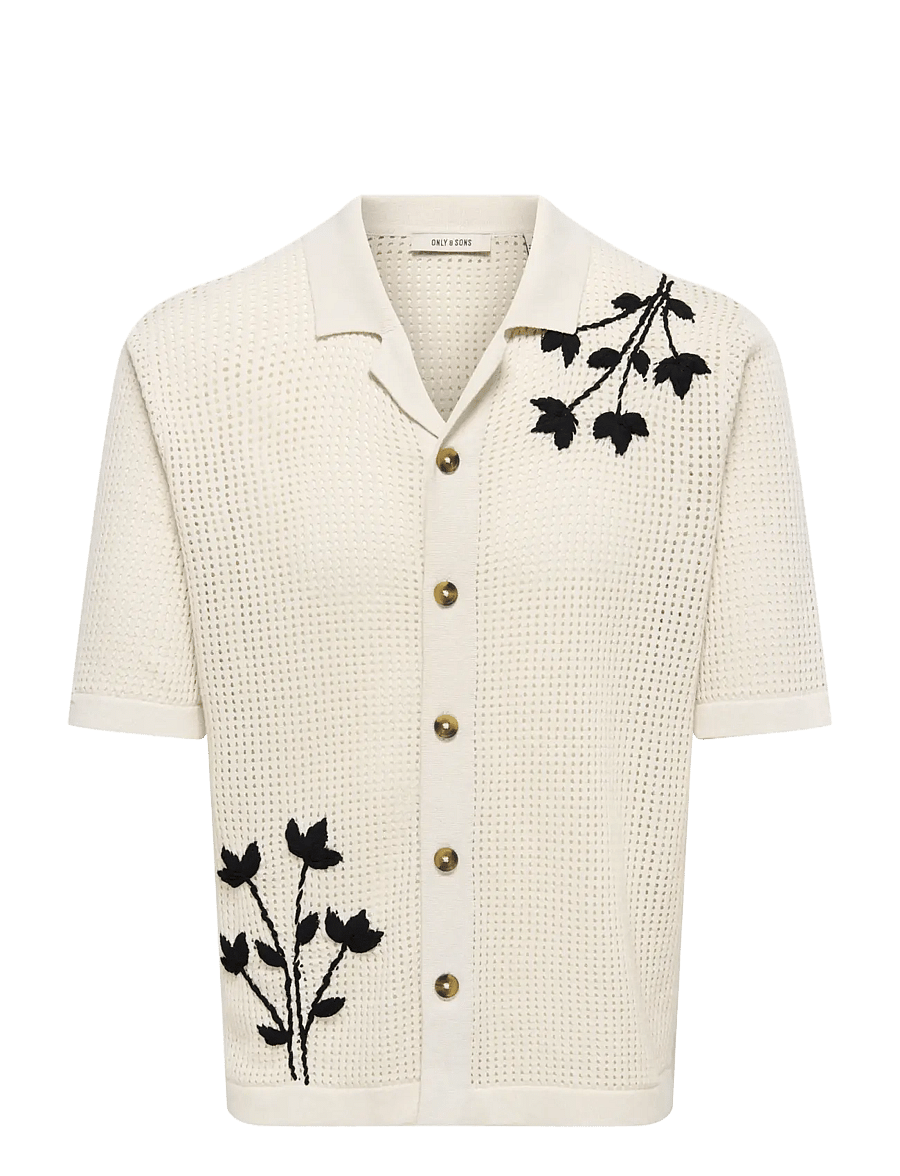 ONLY & SONS - ONSTEGAN LIFE RLX SS SHIRT KNIT - kortærmede skjorter - moonstruck - 1