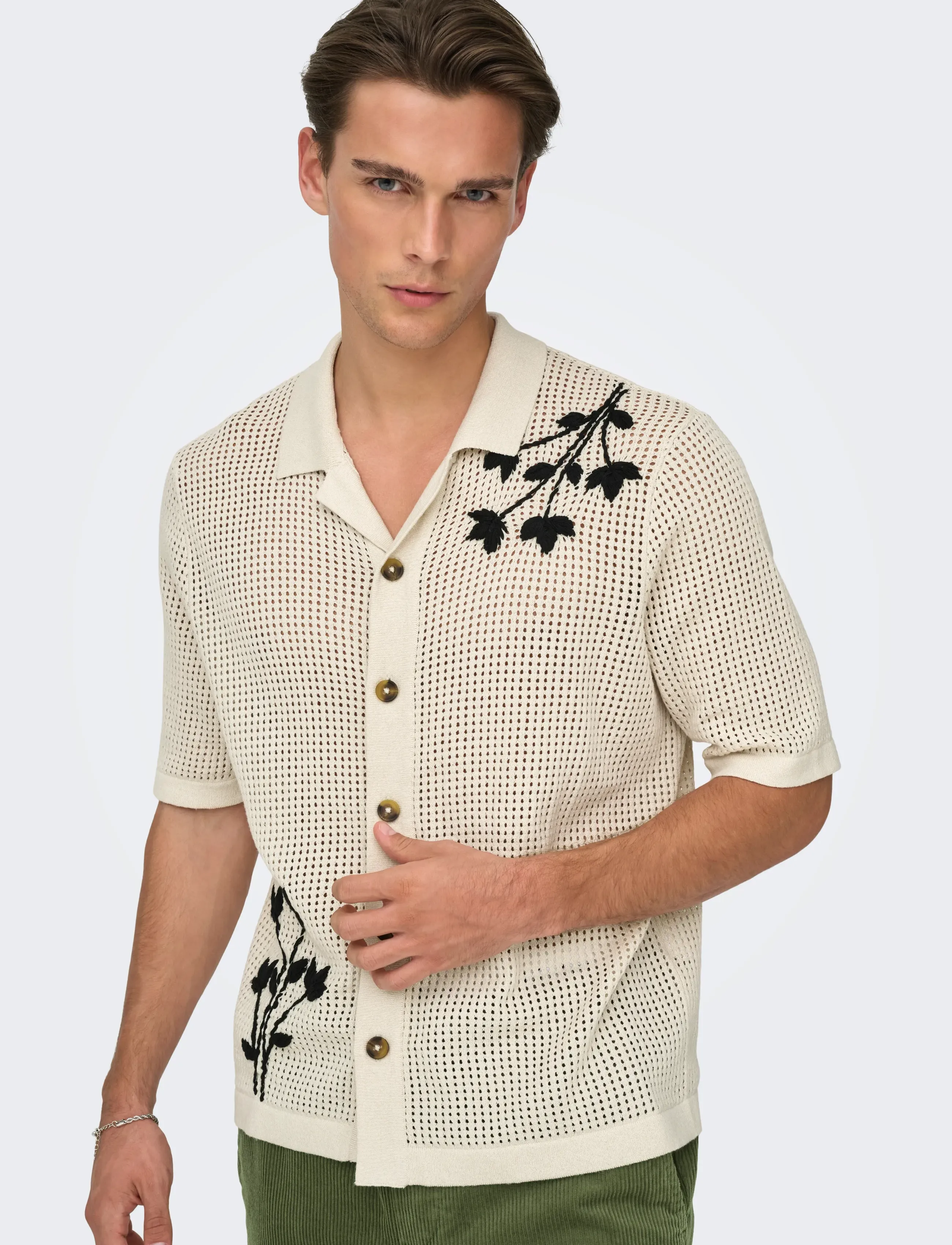 ONLY & SONS - ONSTEGAN LIFE RLX SS SHIRT KNIT - kortærmede skjorter - moonstruck - 3