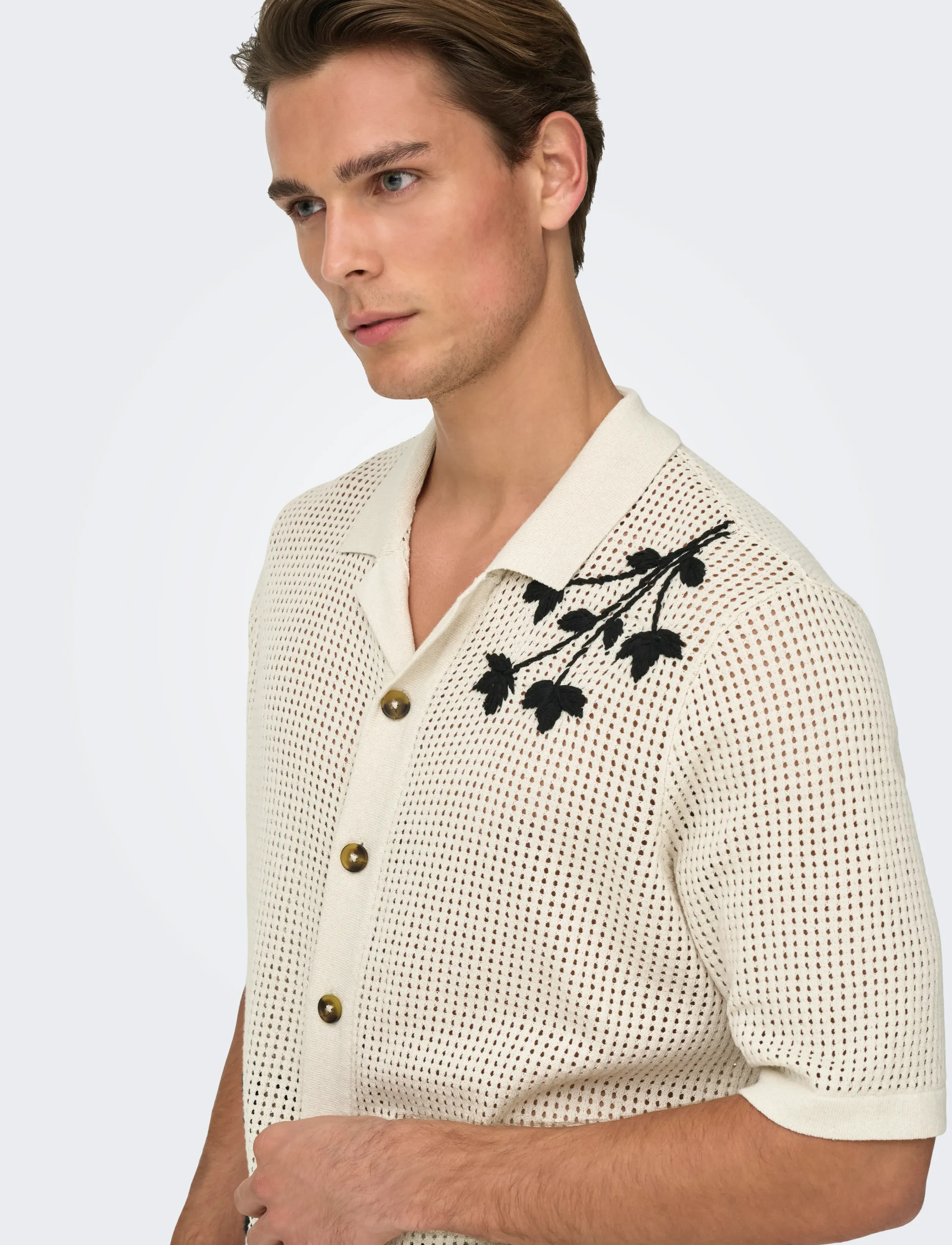 ONLY & SONS - ONSTEGAN LIFE RLX SS SHIRT KNIT - kortærmede skjorter - moonstruck - 4