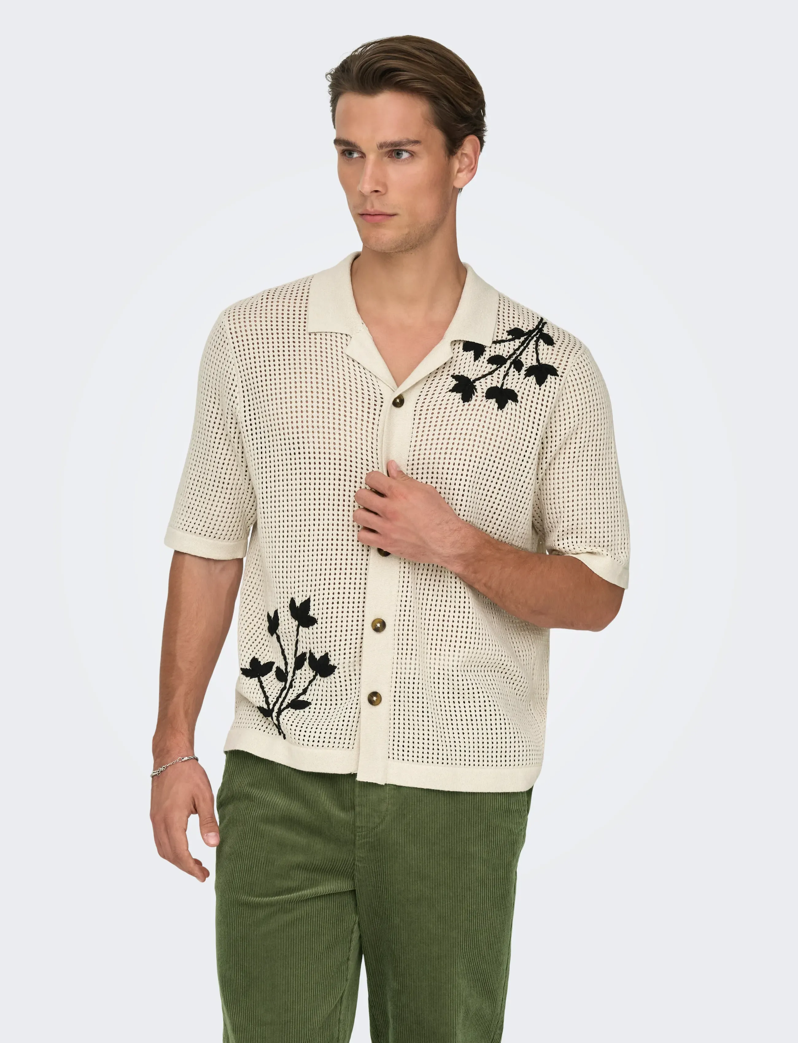 ONLY & SONS - ONSTEGAN LIFE RLX SS SHIRT KNIT - kortærmede skjorter - moonstruck - 5