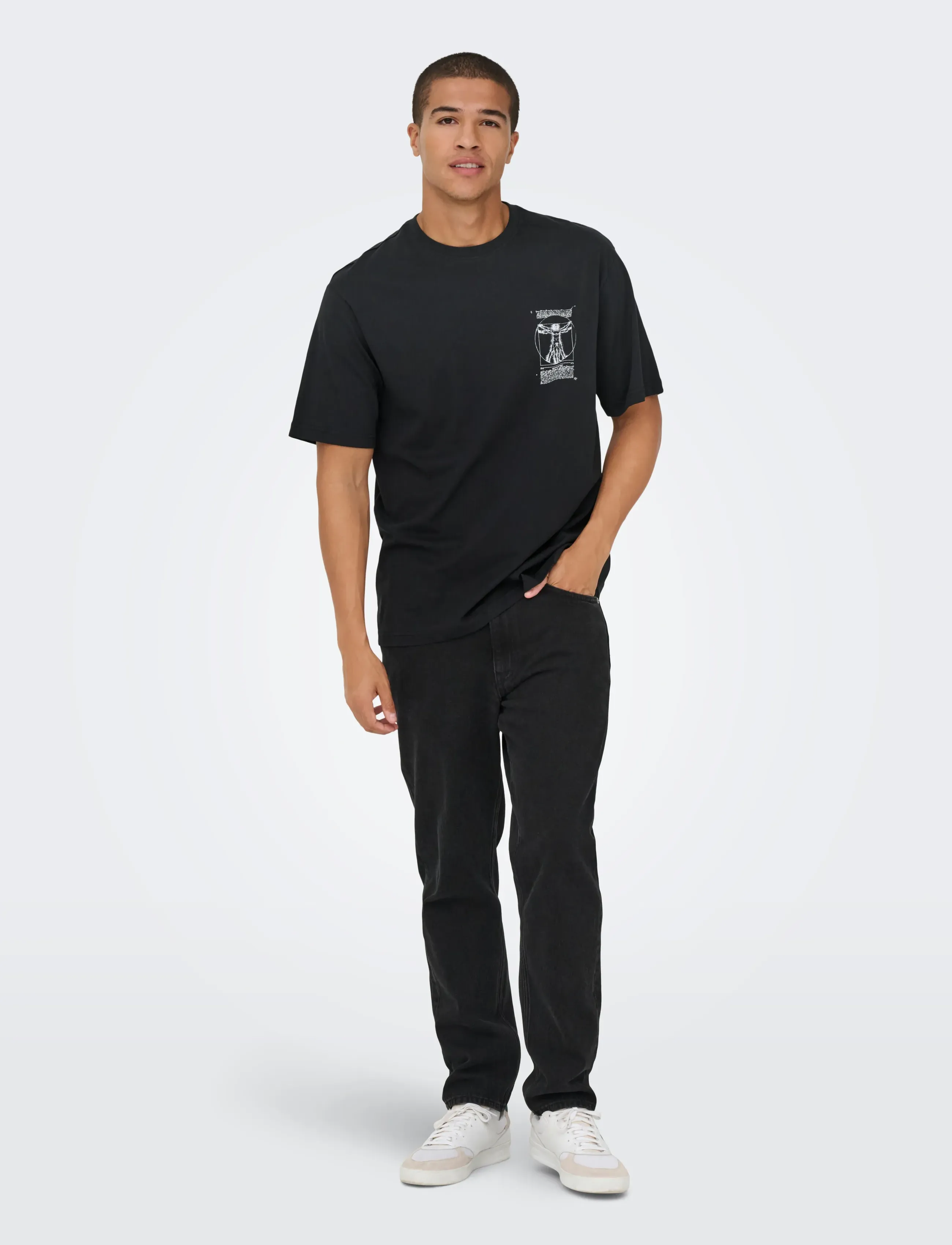 ONLY & SONS ONSMONALISA RLX SS LIC TEE VD - T-särgid - JET BLACK / black