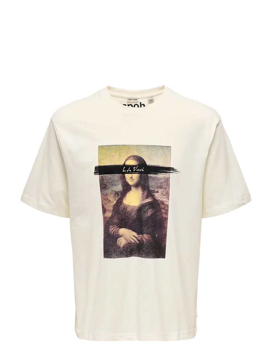 ONLY & SONS - ONSMONALISA RLX SS LIC TEE VD - lühikeste varrukatega t-särgid - whisper white - 1
