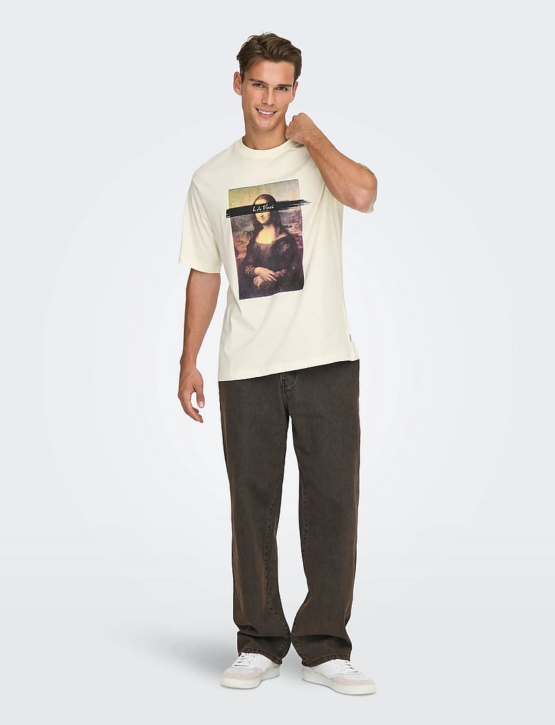 ONLY & SONS - ONSMONALISA RLX SS LIC TEE VD - kurzärmelig - whisper white - 0