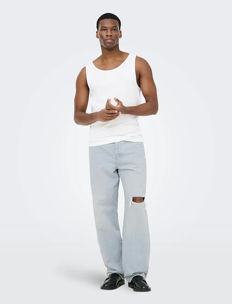 ONLY & SONS - ONSFADE LOOSE LB DESTROY 6592 AZG DNM - alt laienevad teksad - light blue denim - 4