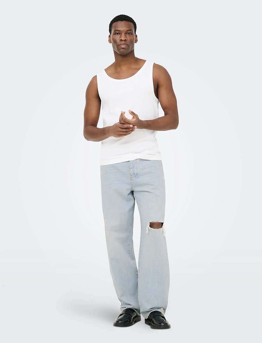 ONLY & SONS - ONSFADE LOOSE LB DESTROY 6592 AZG DNM - loose jeans - light blue denim - 4