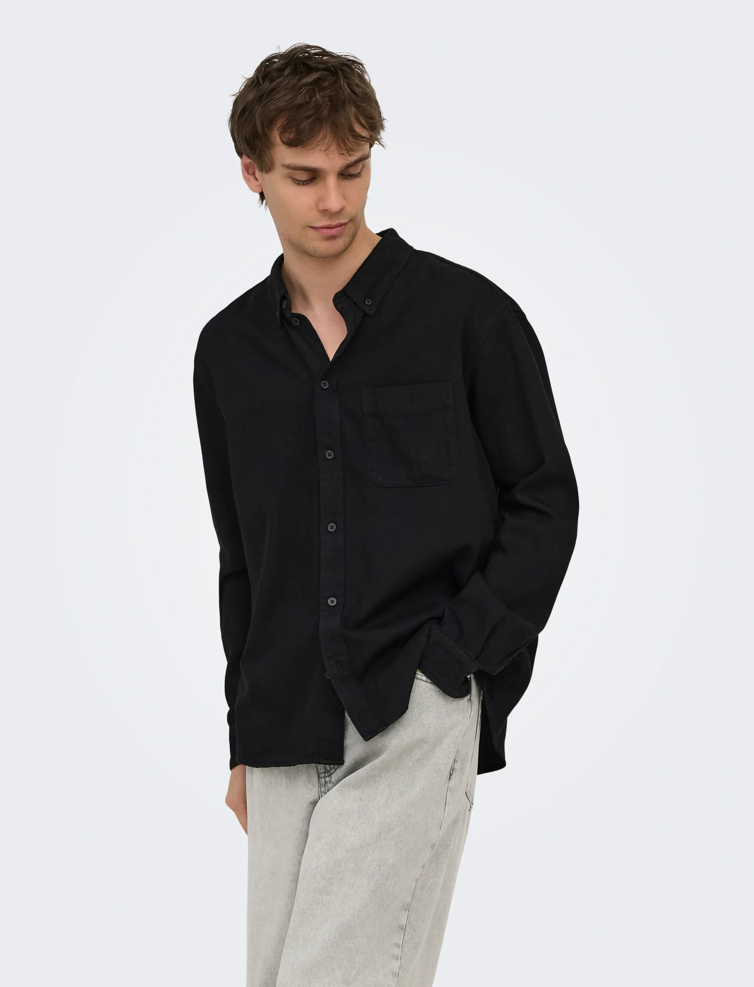 ONLY & SONS ONSORSON REGULAR YFM DNM SHIRT NOOS - ONLY & SONS - BLACK DENIM / black