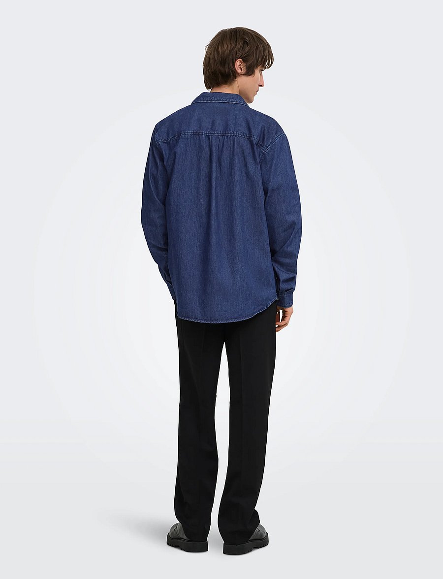 ONLY & SONS - ONSORSON REGULAR YFM DNM SHIRT NOOS - denimskjorter - dark blue denim - 3