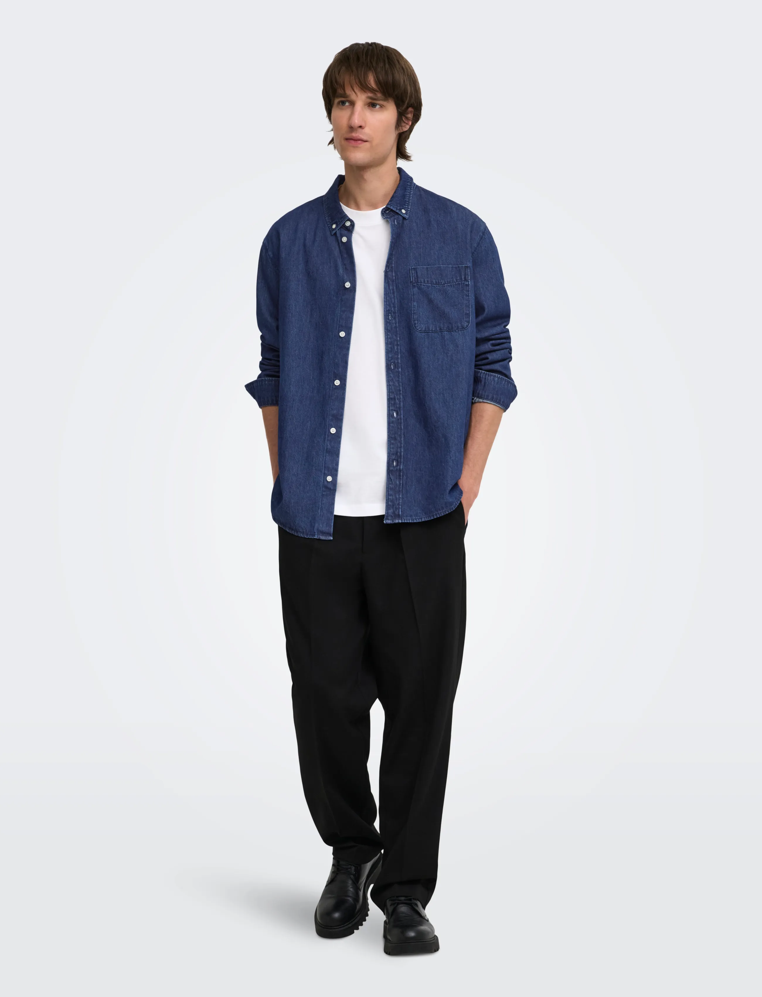 ONLY & SONS - ONSORSON REGULAR YFM DNM SHIRT NOOS - denim shirts - dark blue denim - 4