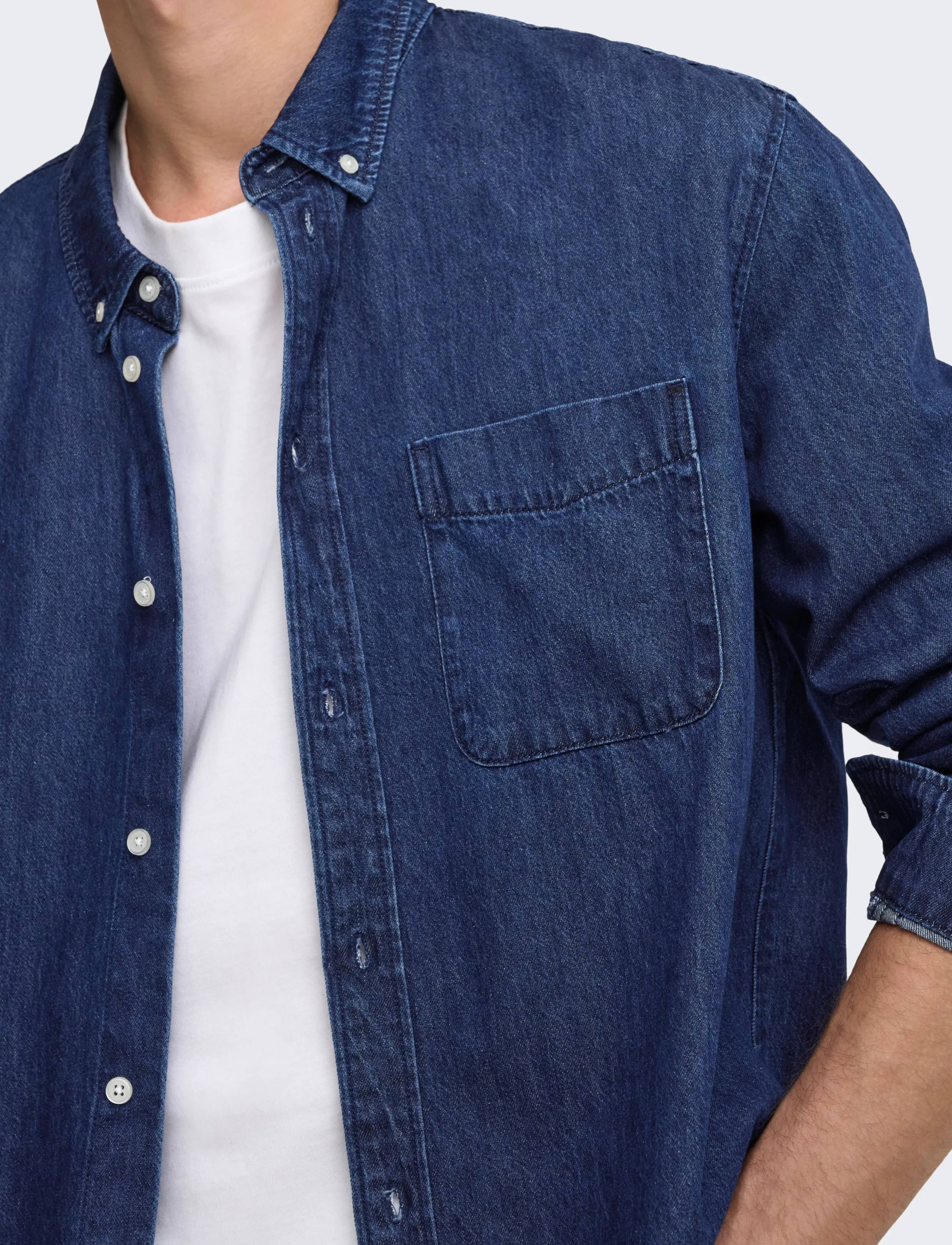 ONLY & SONS - ONSORSON REGULAR YFM DNM SHIRT NOOS - denim shirts - dark blue denim - 5