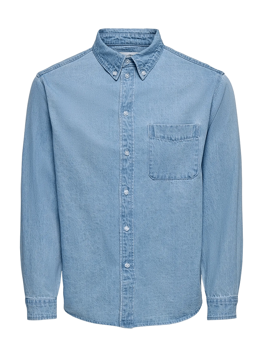 ONLY & SONS - ONSORSON REGULAR YFM DNM SHIRT NOOS - denimskjorter - light blue denim - 0
