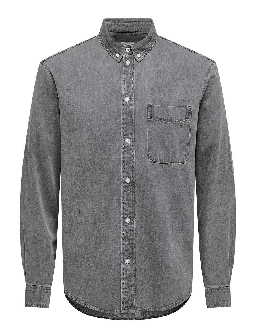 ONLY & SONS - ONSORSON REGULAR YFM DNM SHIRT NOOS - denimskjorter - light grey denim - 1