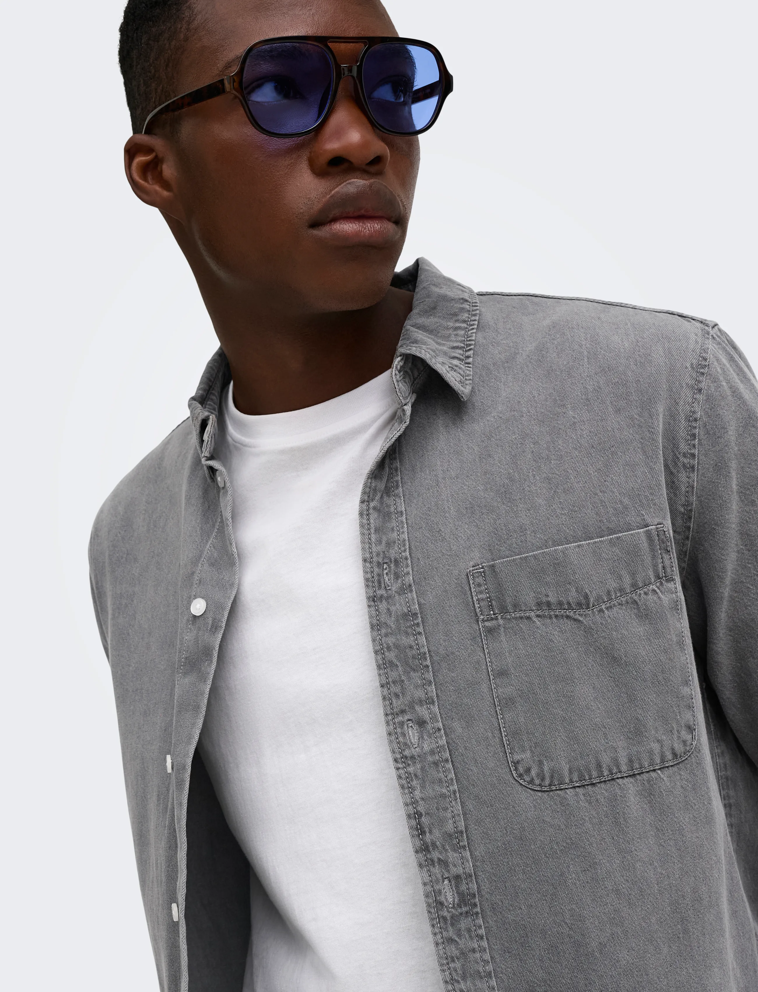 ONLY & SONS - ONSORSON REGULAR YFM DNM SHIRT NOOS - denim shirts - light grey denim - 5