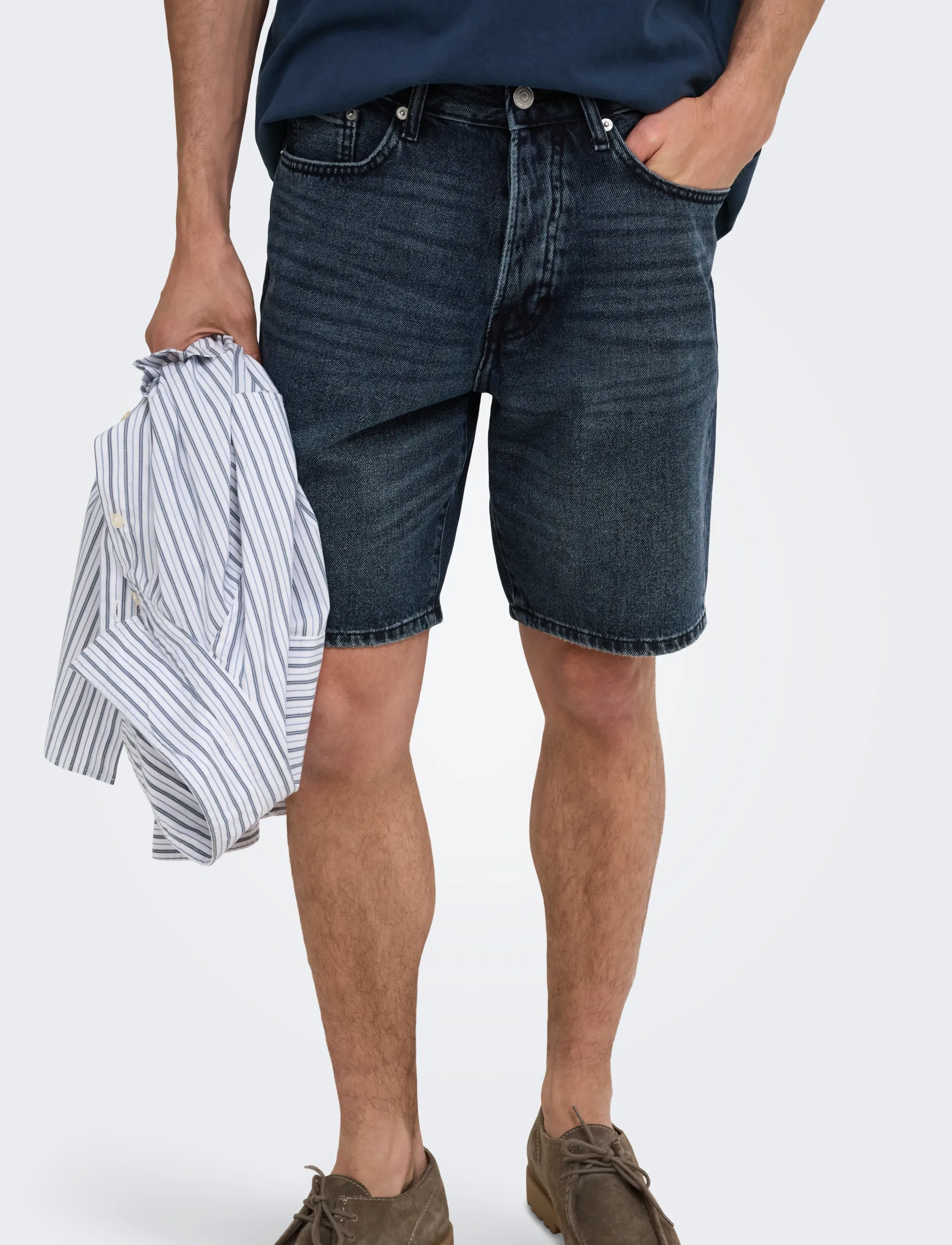ONLY & SONS ONSEDGE BLUE BLACK 6607 TAI DNM SHORTS - Streetstyle - BLUE BLACK DENIM / navy
