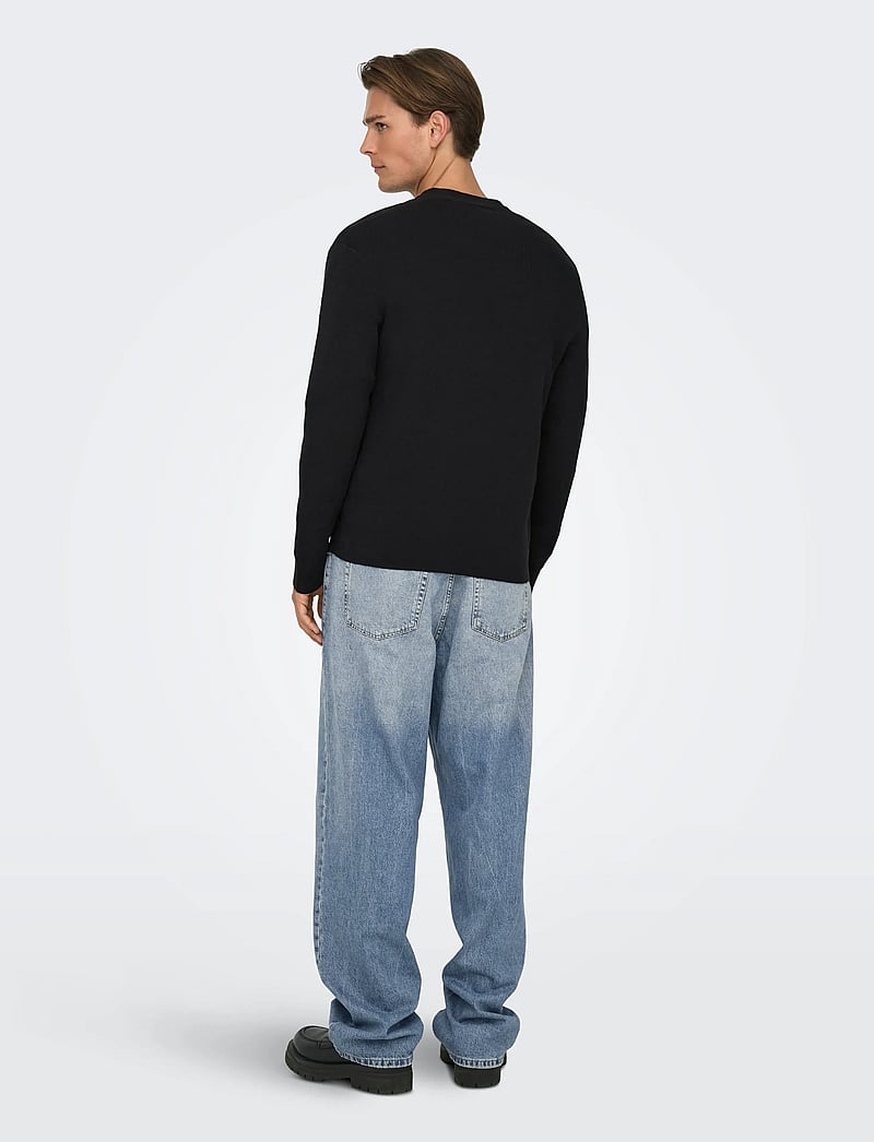 ONLY & SONS - ONSTING LIFE REG LS CARDIGAN KNIT NOOS - koftor - black - 3