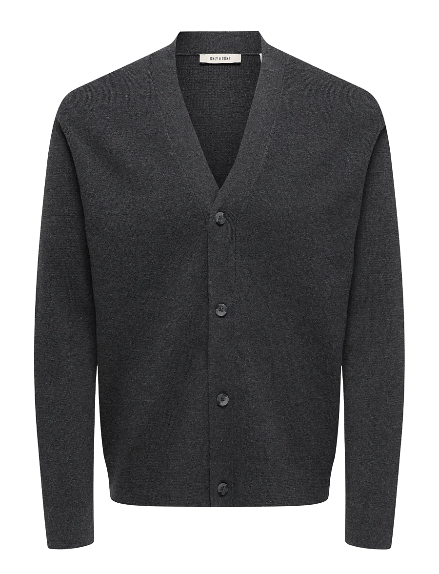 ONLY & SONS - ONSTING LIFE REG LS CARDIGAN KNIT NOOS - cardigans - dark grey melange - 1