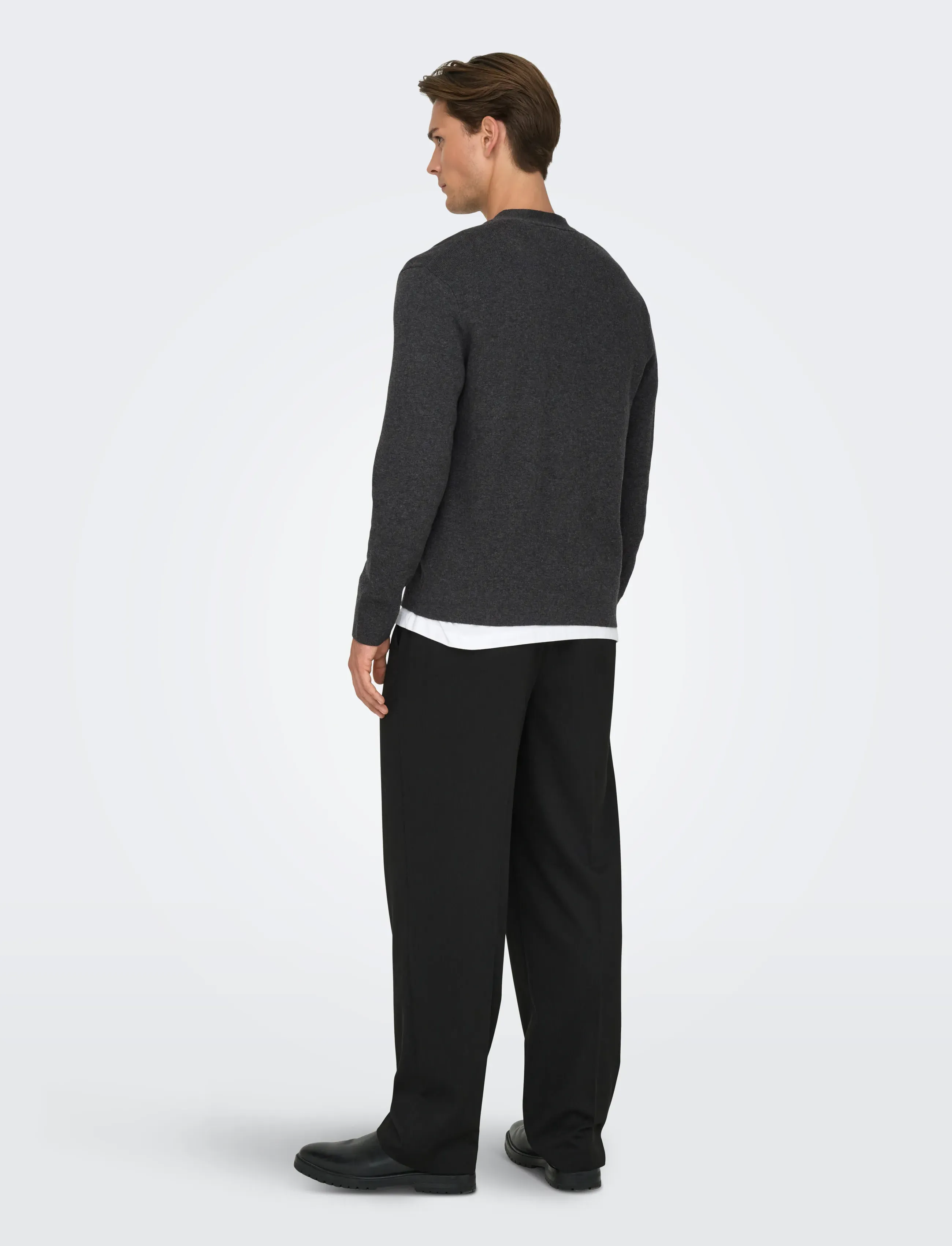 ONLY & SONS - ONSTING LIFE REG LS CARDIGAN KNIT NOOS - cardigans - dark grey melange - 3
