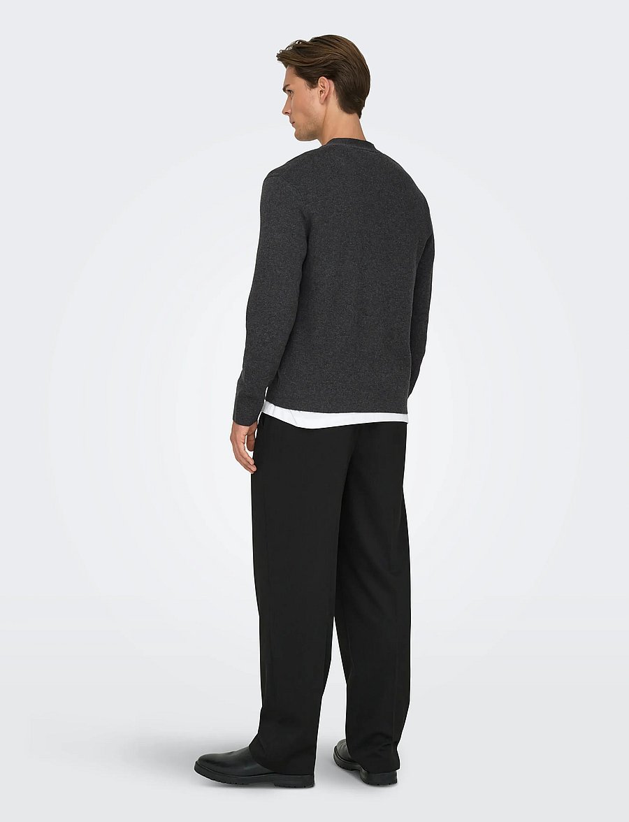 ONLY & SONS - ONSTING LIFE REG LS CARDIGAN KNIT NOOS - cardigans - dark grey melange - 3