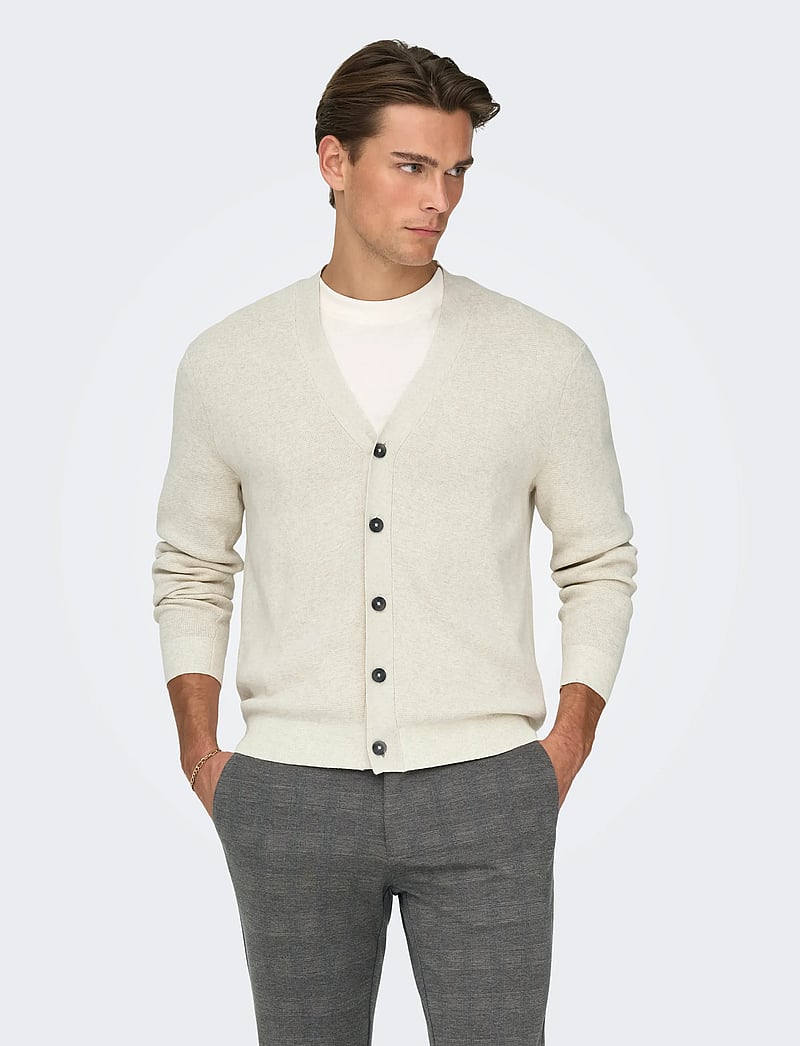 ONLY & SONS - ONSTING LIFE REG LS CARDIGAN KNIT NOOS - cardigans - gardenia - 0