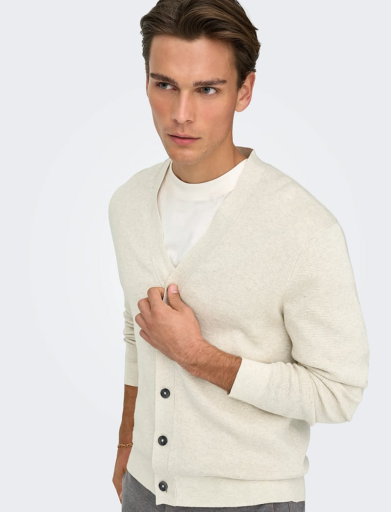 ONLY & SONS - ONSTING LIFE REG LS CARDIGAN KNIT NOOS - cardigans - gardenia - 5