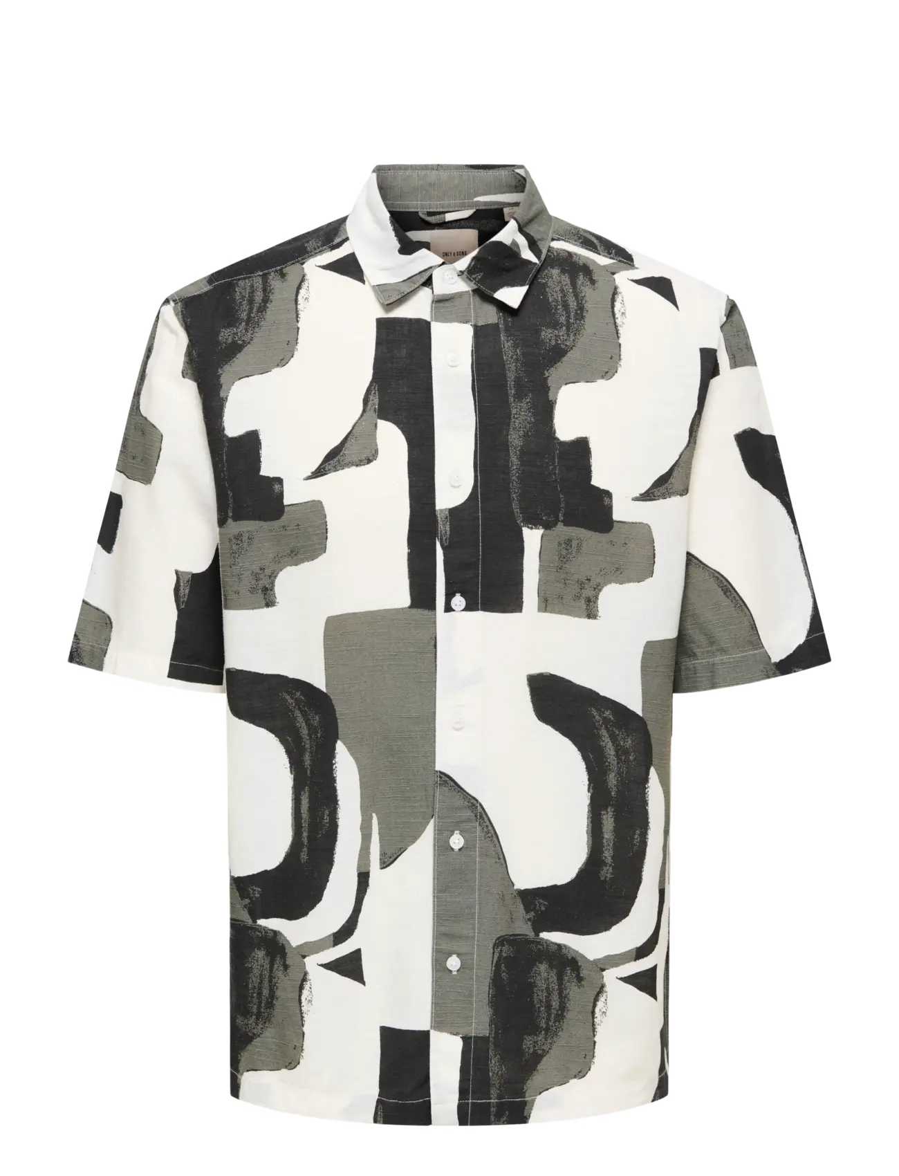 ONLY & SONS ONSHARVI LIFE SS AOP SHIRT NOOS - ONLY & SONS - JET BLACK / black