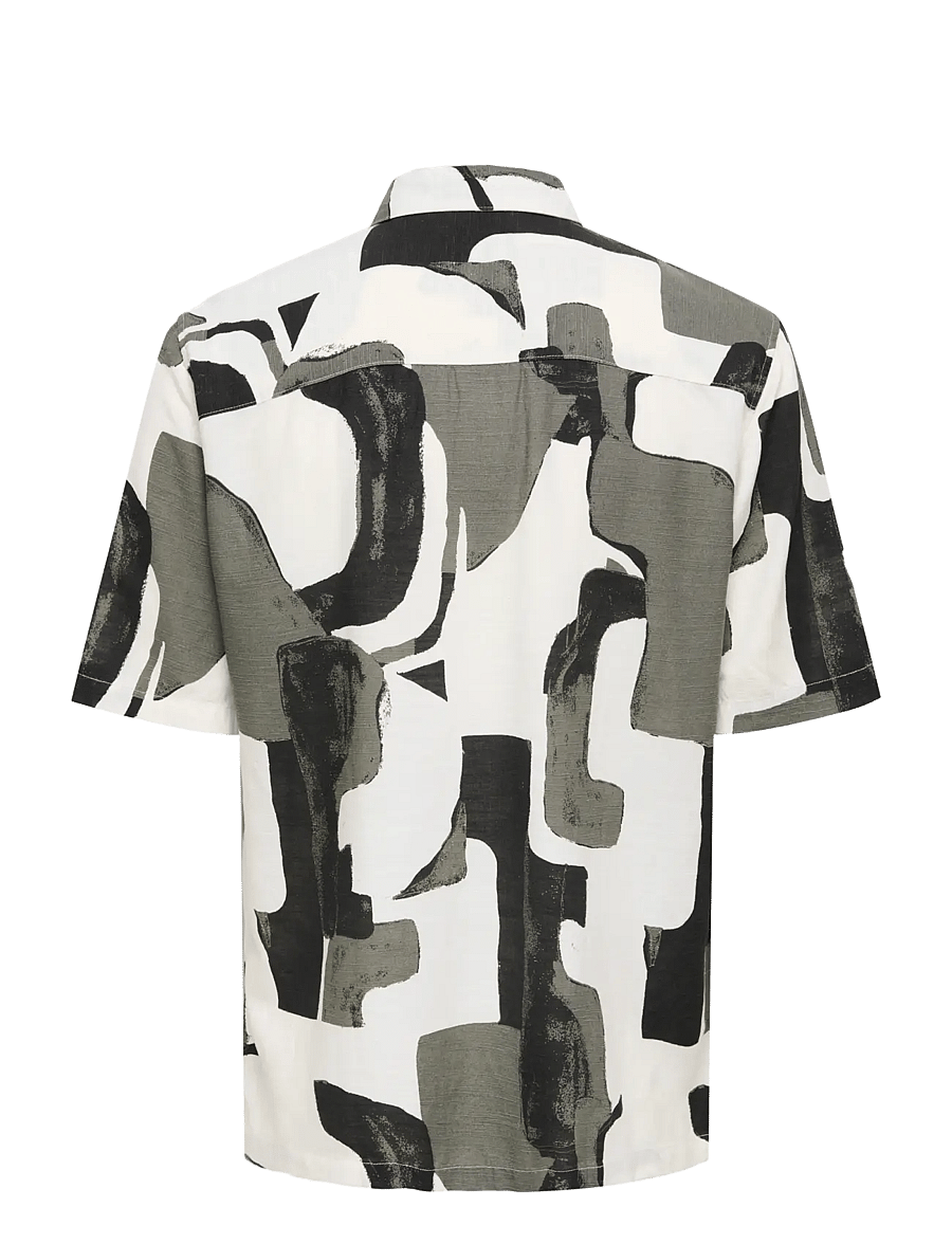 ONLY & SONS - ONSHARVI LIFE SS AOP SHIRT NOOS - chemises à motifs - jet black - 2