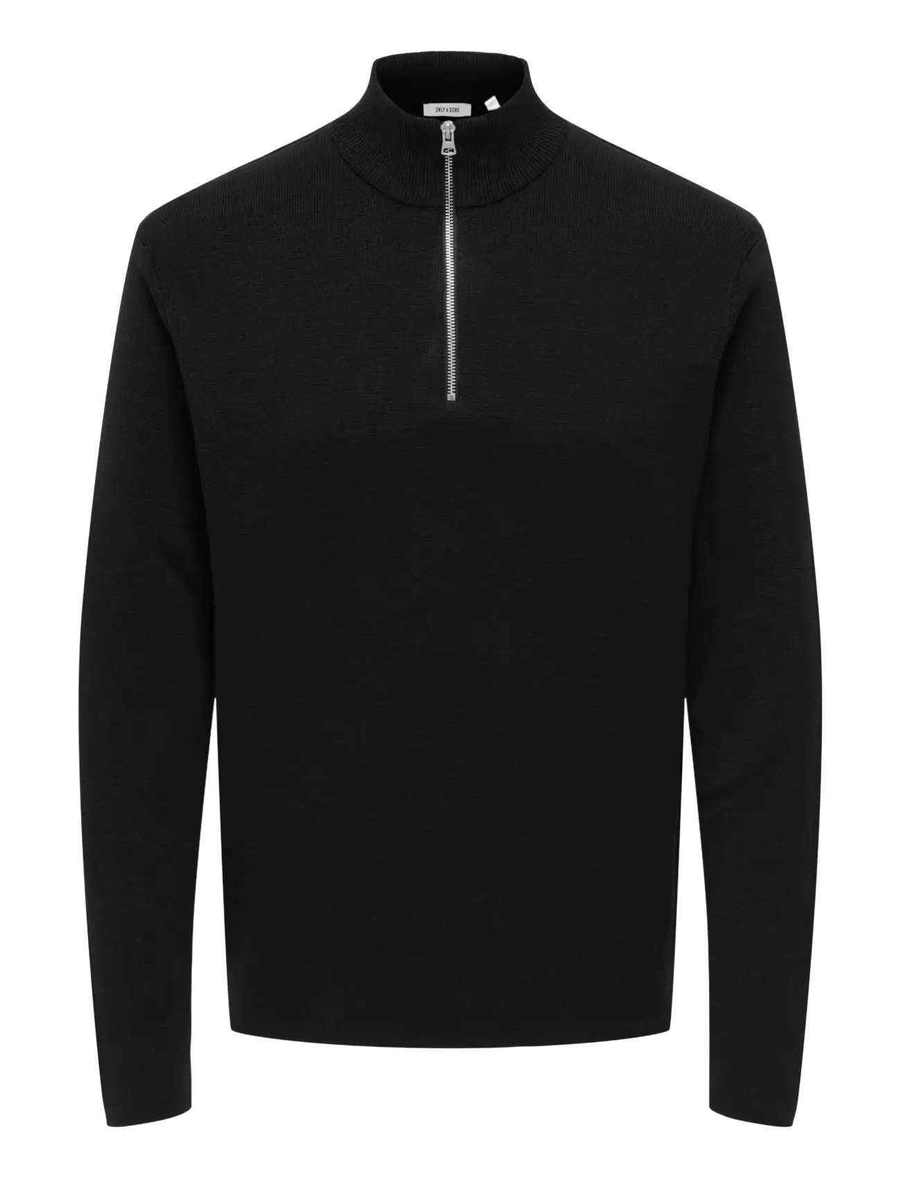 ONLY & SONS ONSTING LIFE REG HALF ZIP KNIT NOOS - Kläder - BLACK / black