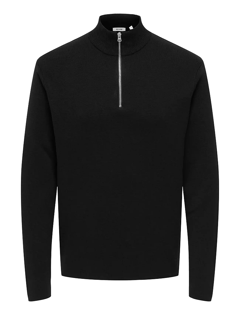 ONLY & SONS - ONSTING LIFE REG HALF ZIP KNIT NOOS - swetry zapinane do połowy - black - 0