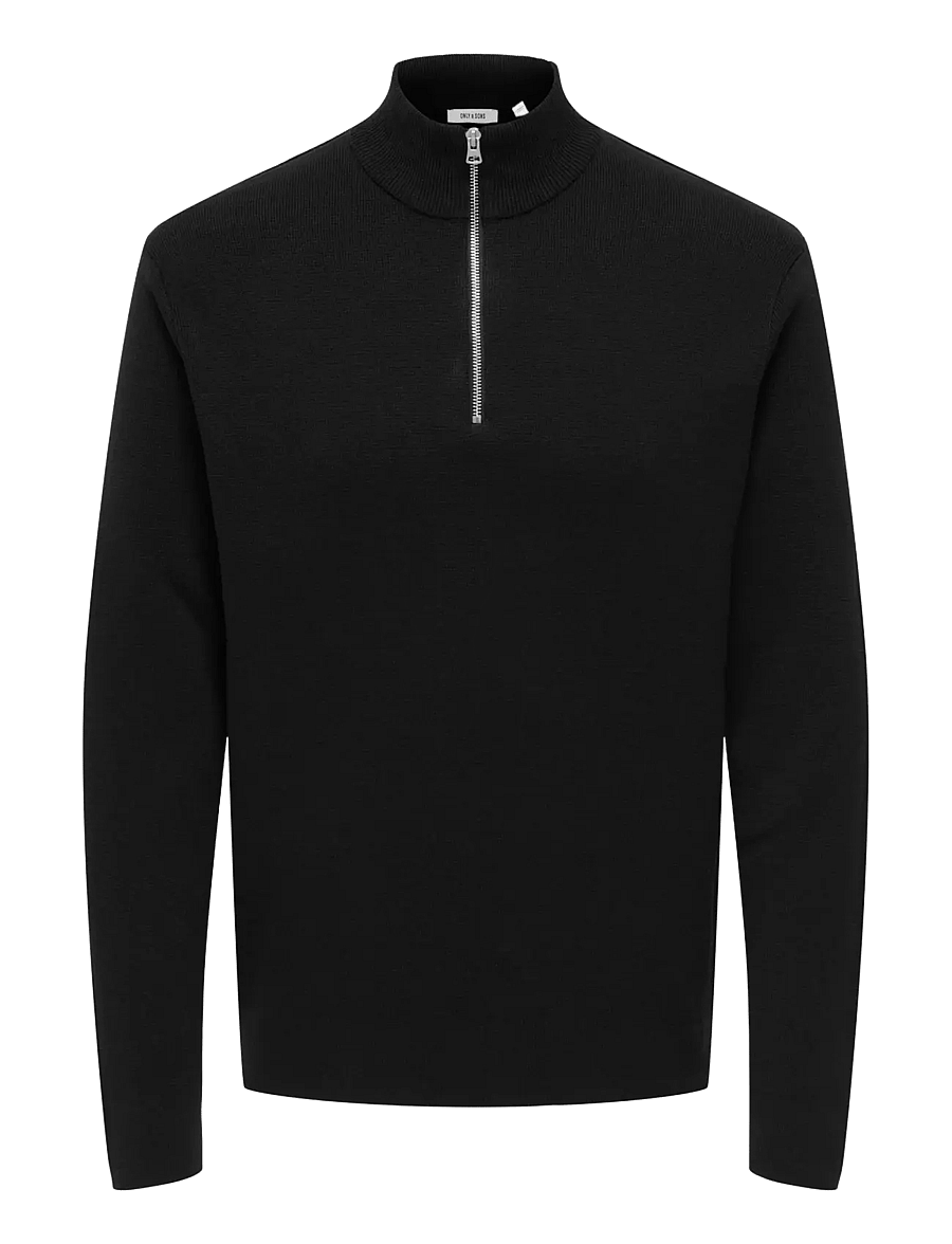 ONLY & SONS - ONSTING LIFE REG HALF ZIP KNIT NOOS - half zip-tröjor - black - 0