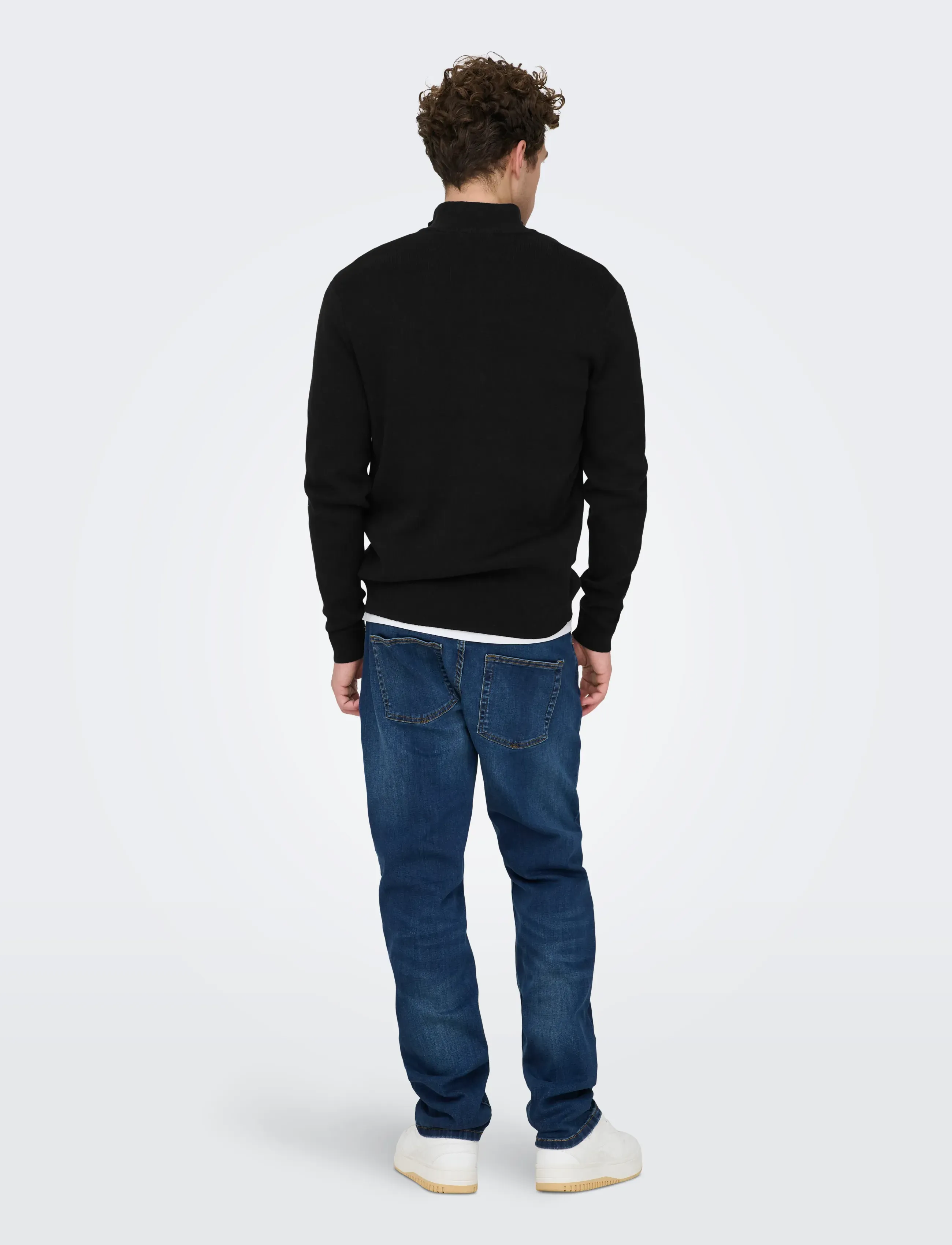 ONLY & SONS - ONSTING LIFE REG HALF ZIP KNIT NOOS - tõmblukk-kaelusega džemprid - black - 3