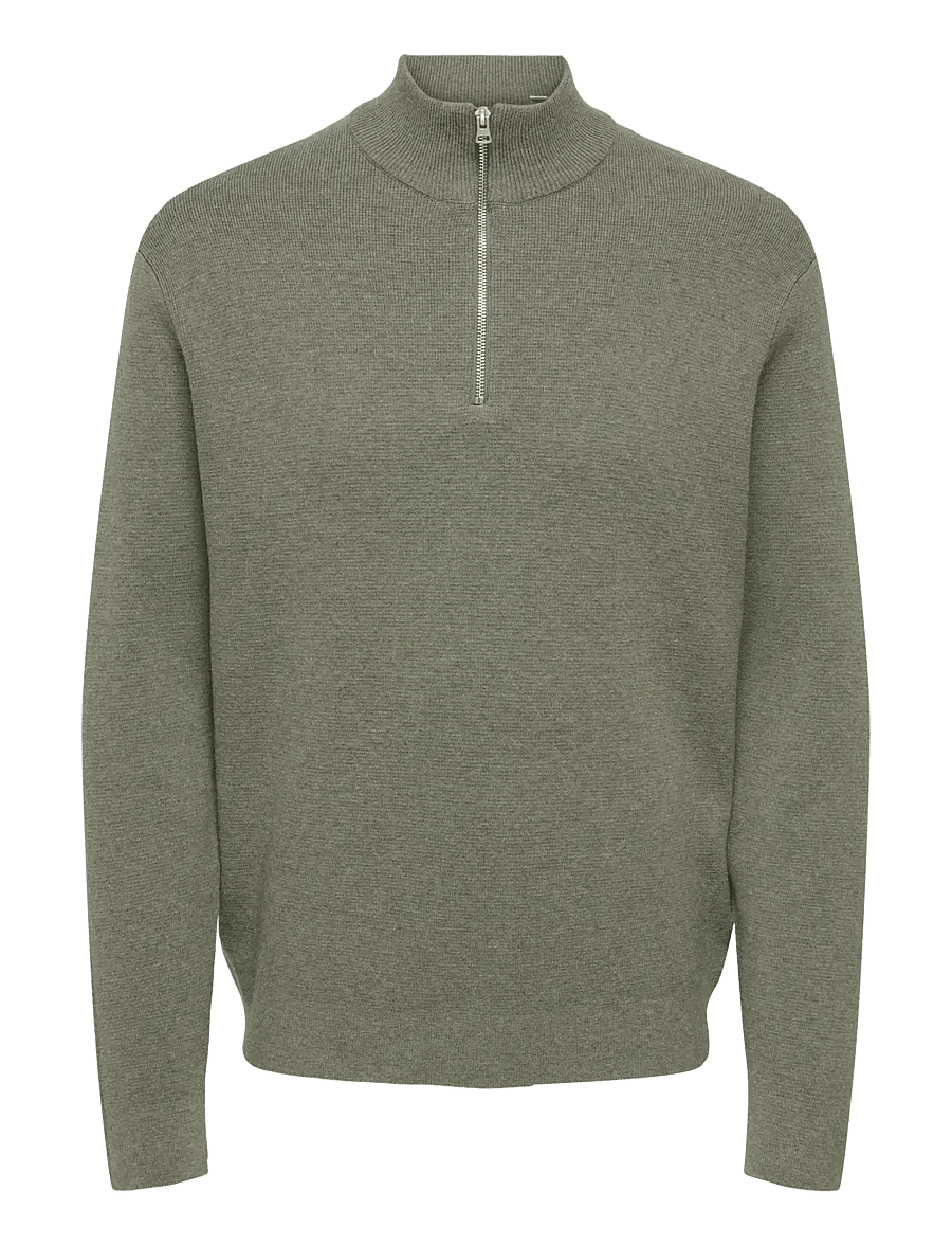 ONLY & SONS - ONSTING LIFE REG HALF ZIP KNIT NOOS - half zip-tröjor - castor gray - 1