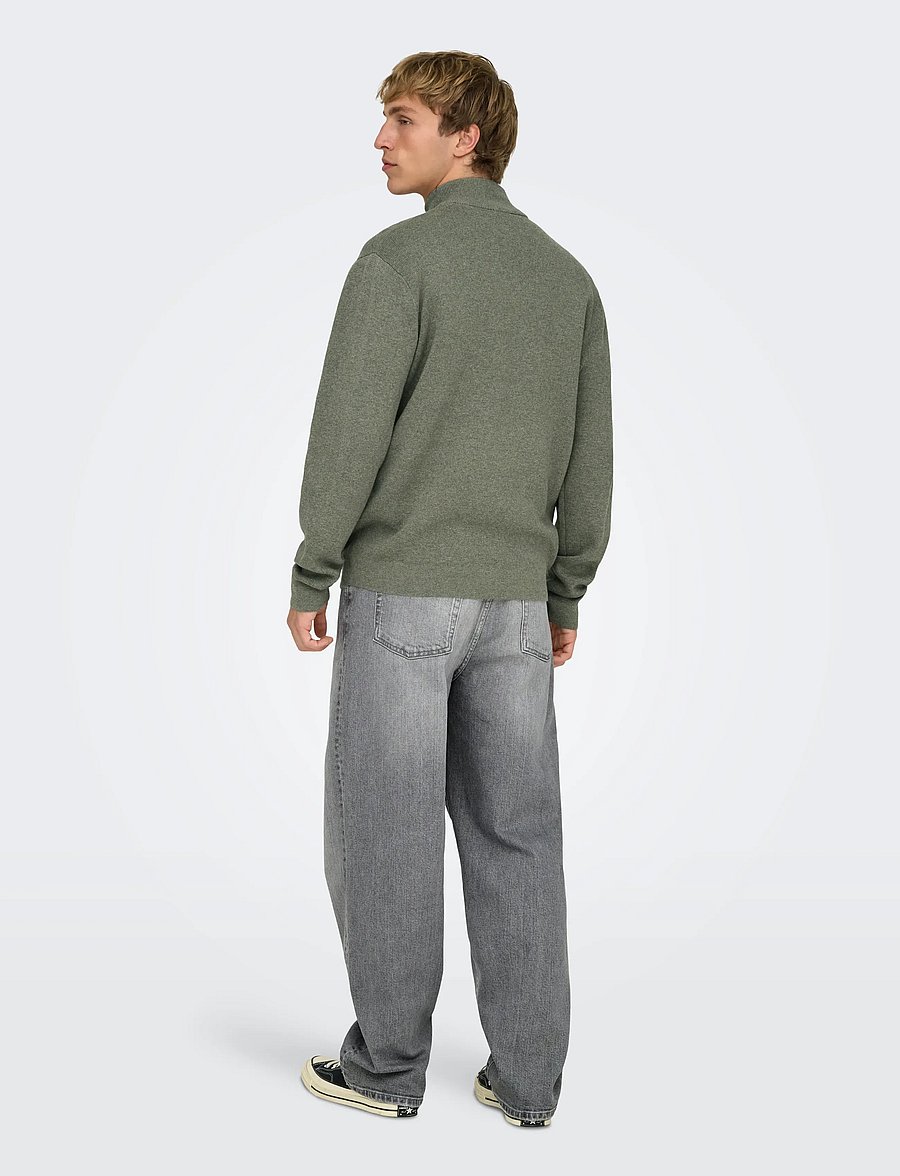ONLY & SONS - ONSTING LIFE REG HALF ZIP KNIT NOOS - half zip-tröjor - castor gray - 3