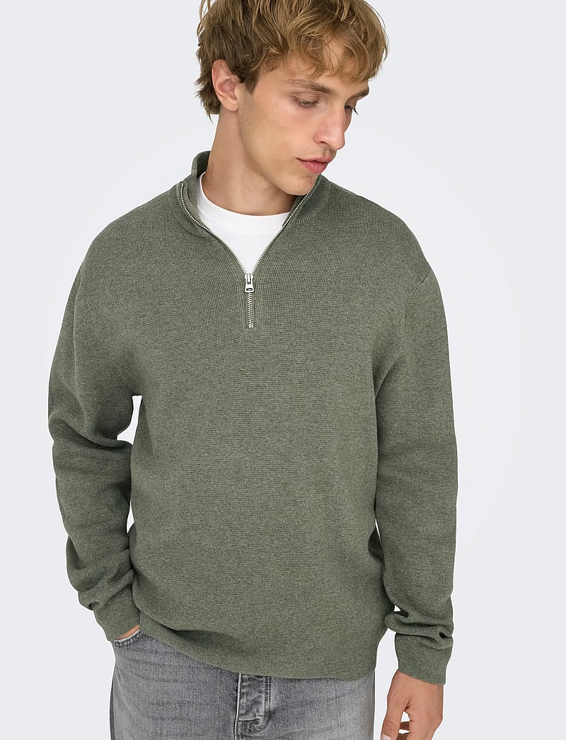 ONLY & SONS - ONSTING LIFE REG HALF ZIP KNIT NOOS - pullover mit halbem reißverschluss - castor gray - 4