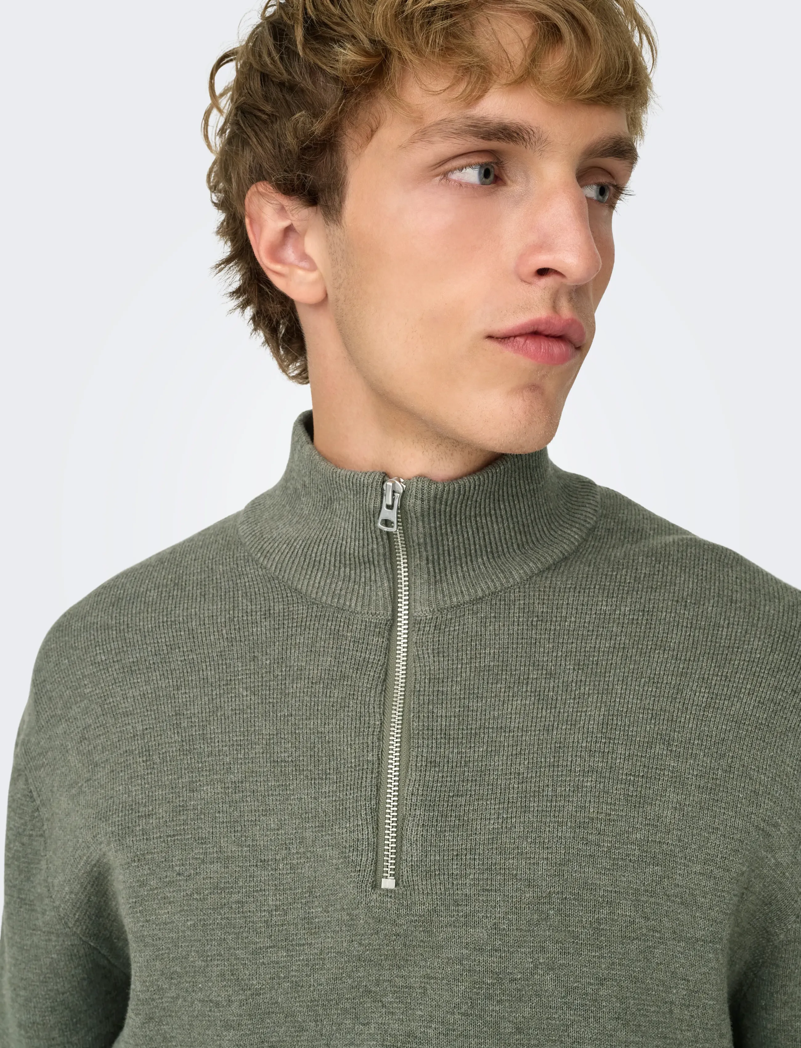 ONLY & SONS - ONSTING LIFE REG HALF ZIP KNIT NOOS - half zip-tröjor - castor gray - 5