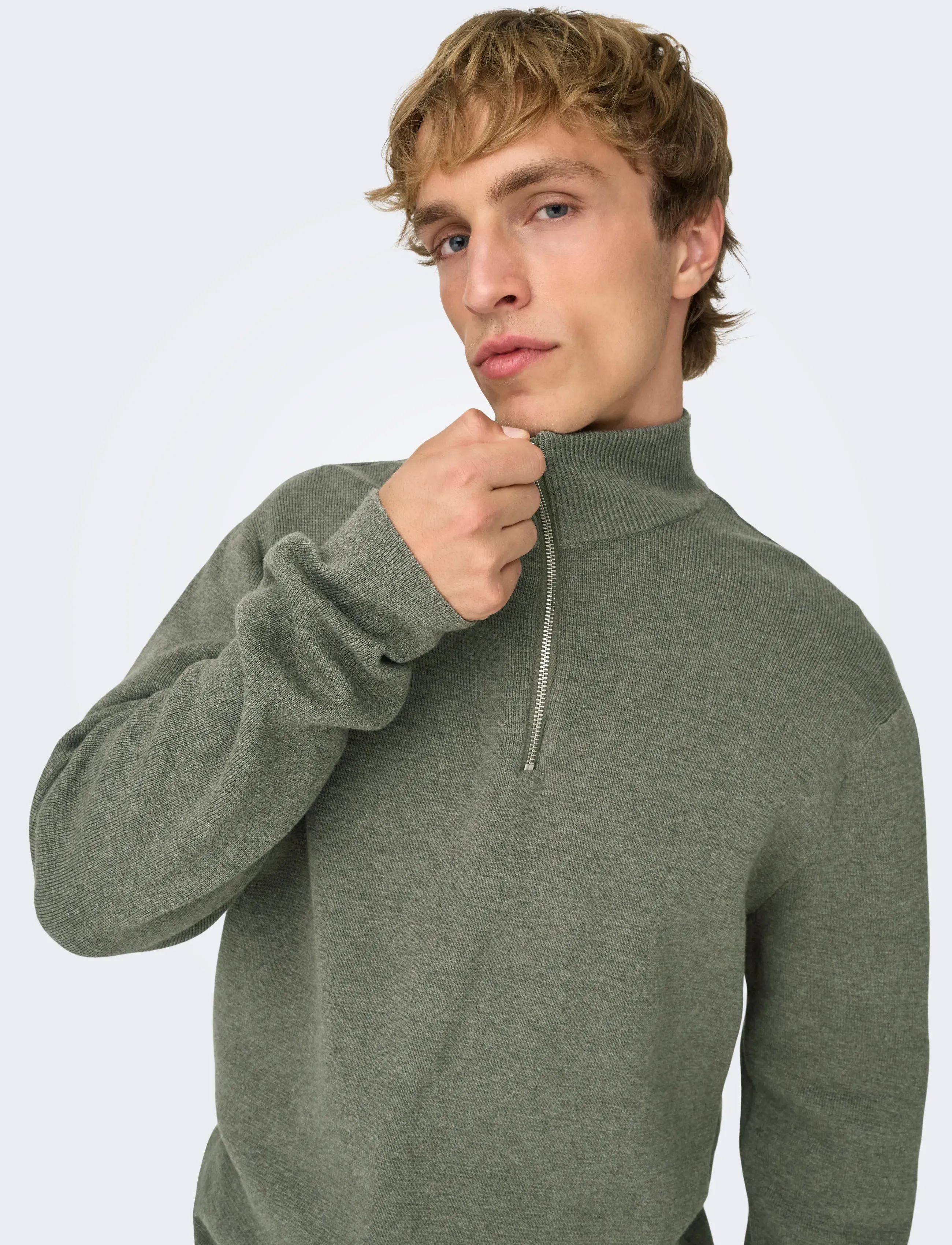 ONLY & SONS Onsting Life Reg Half Zip Knit Noos stickade tröjor herr – bild 5