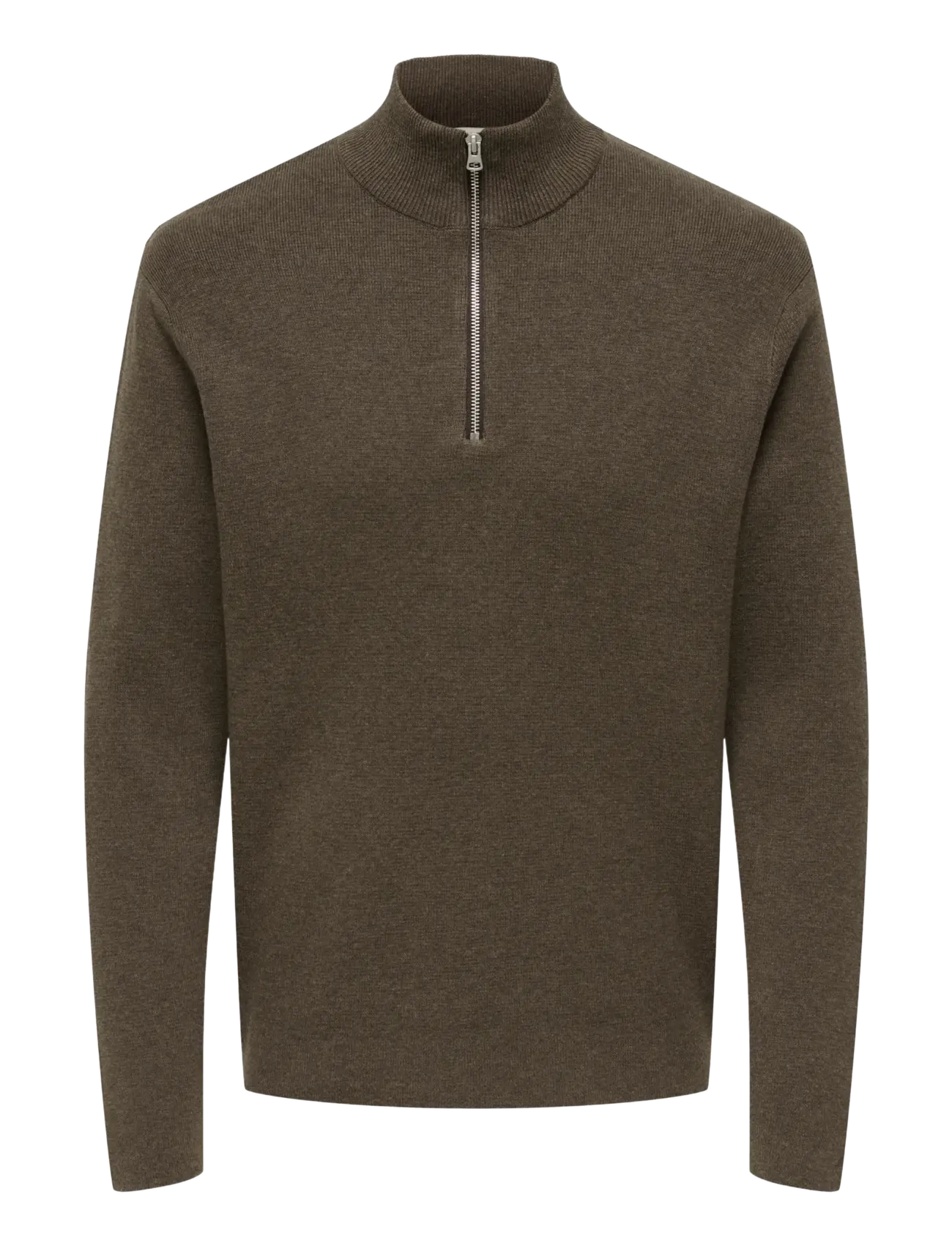 ONLY & SONS Onsting Reg Half Zip Knit Noos Braun - S - Herren