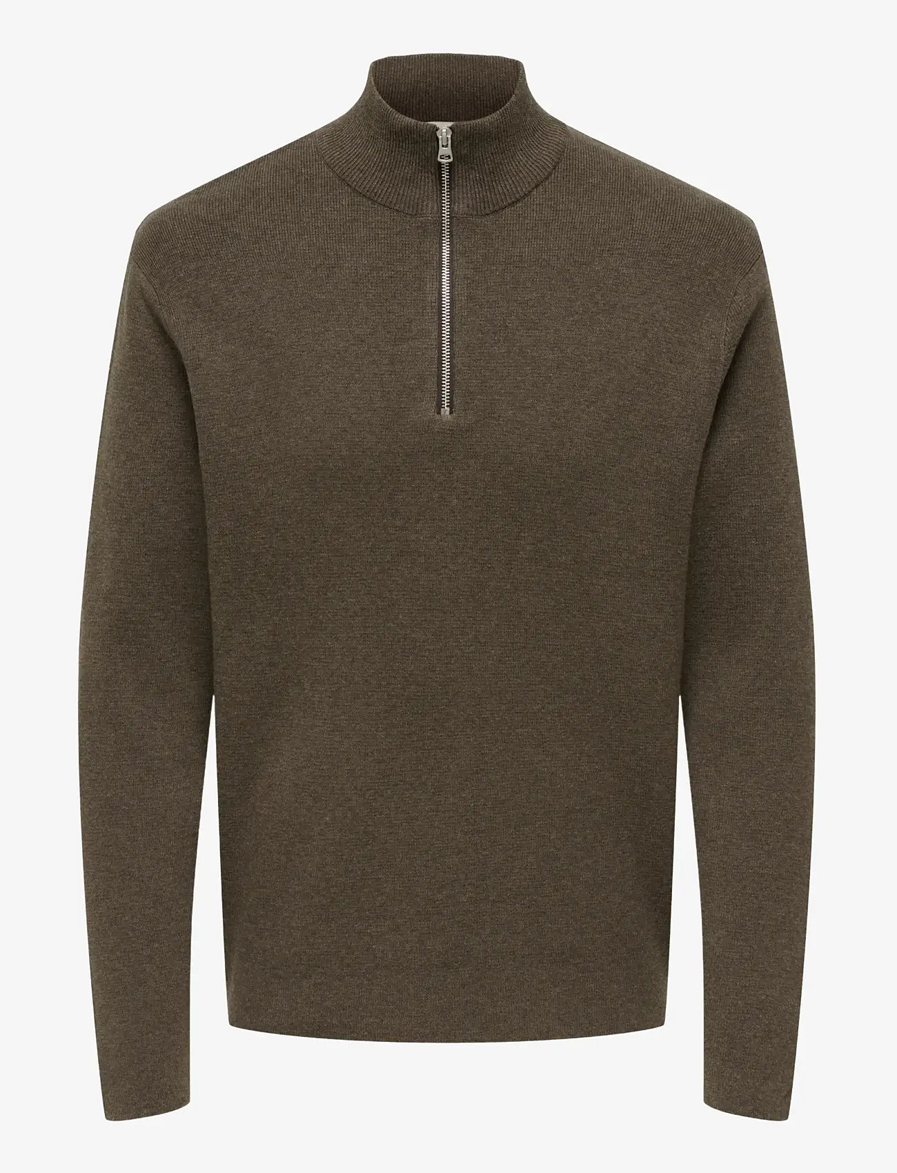 ONLY & SONS - ONSTING LIFE REG HALF ZIP KNIT NOOS - pullover mit halbem reißverschluss - coffee bean - 1