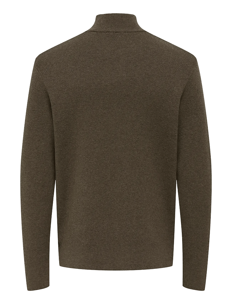 ONLY & SONS - ONSTING LIFE REG HALF ZIP KNIT NOOS - pullover mit halbem reißverschluss - coffee bean - 2