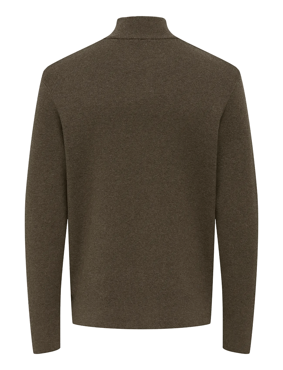 ONLY & SONS - ONSTING LIFE REG HALF ZIP KNIT NOOS - pullover mit halbem reißverschluss - coffee bean - 2