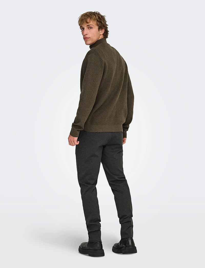 ONLY & SONS - ONSTING LIFE REG HALF ZIP KNIT NOOS - pullover mit halbem reißverschluss - coffee bean - 3