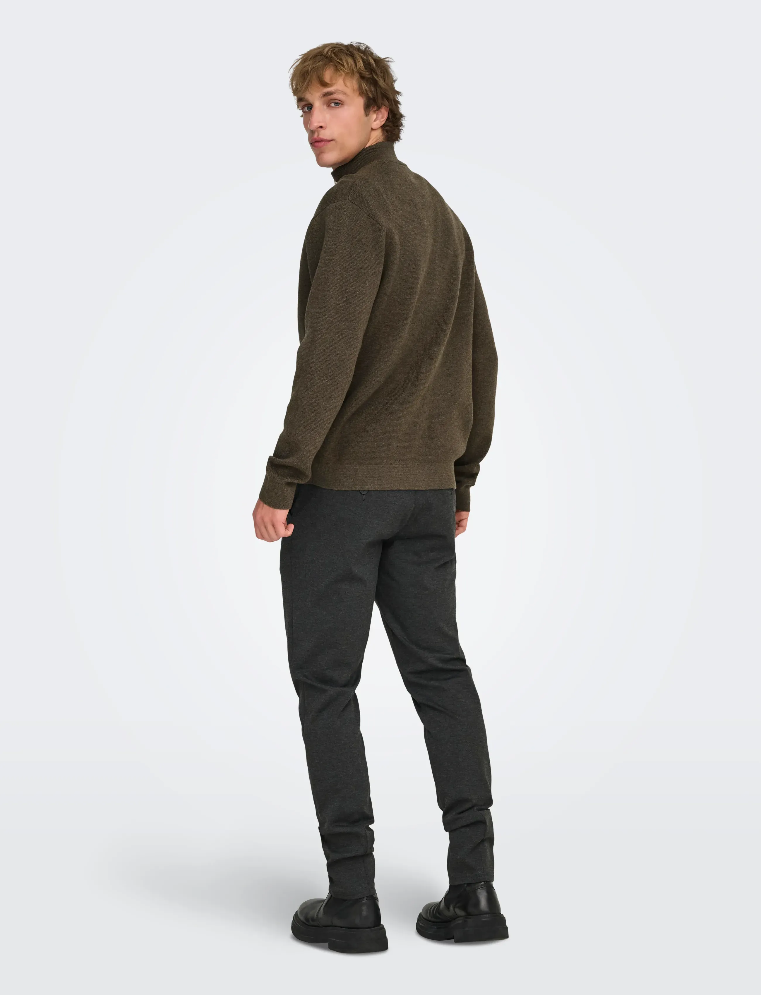 ONLY & SONS - ONSTING LIFE REG HALF ZIP KNIT NOOS - pullover mit halbem reißverschluss - coffee bean - 3
