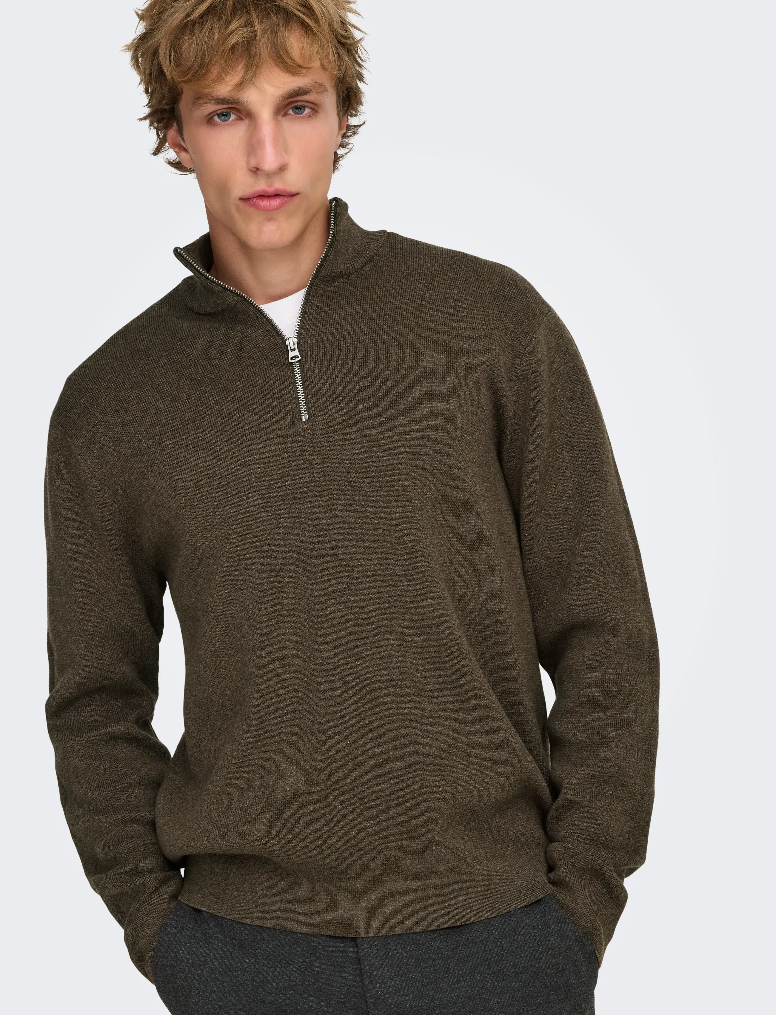 ONLY & SONS Onsting Life Reg Half Zip Knit Noos stickade tröjor herr – bild 5