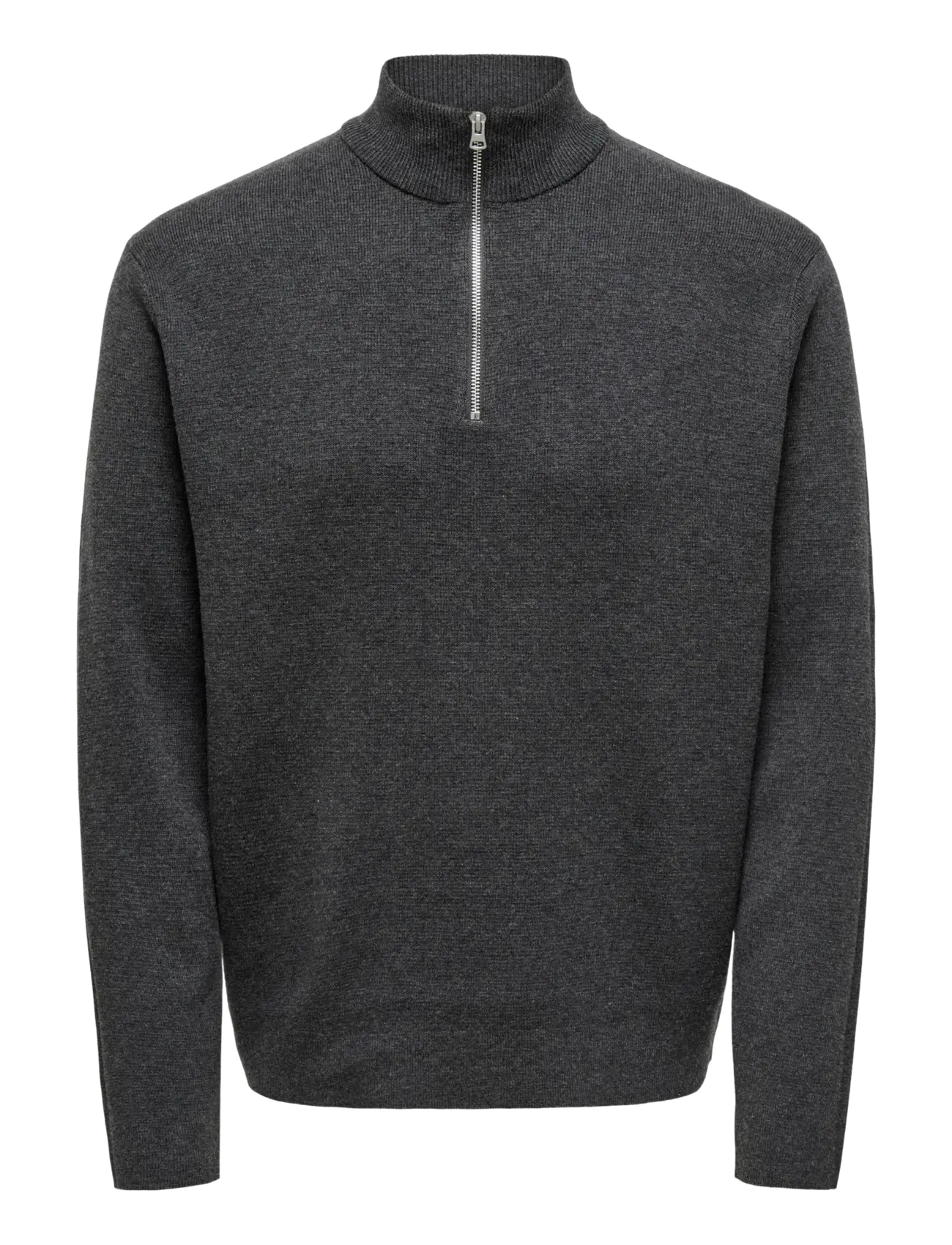 ONLY & SONS ONSTING LIFE REG HALF ZIP KNIT NOOS - New arrivals - DARK GREY MELANGE / grey