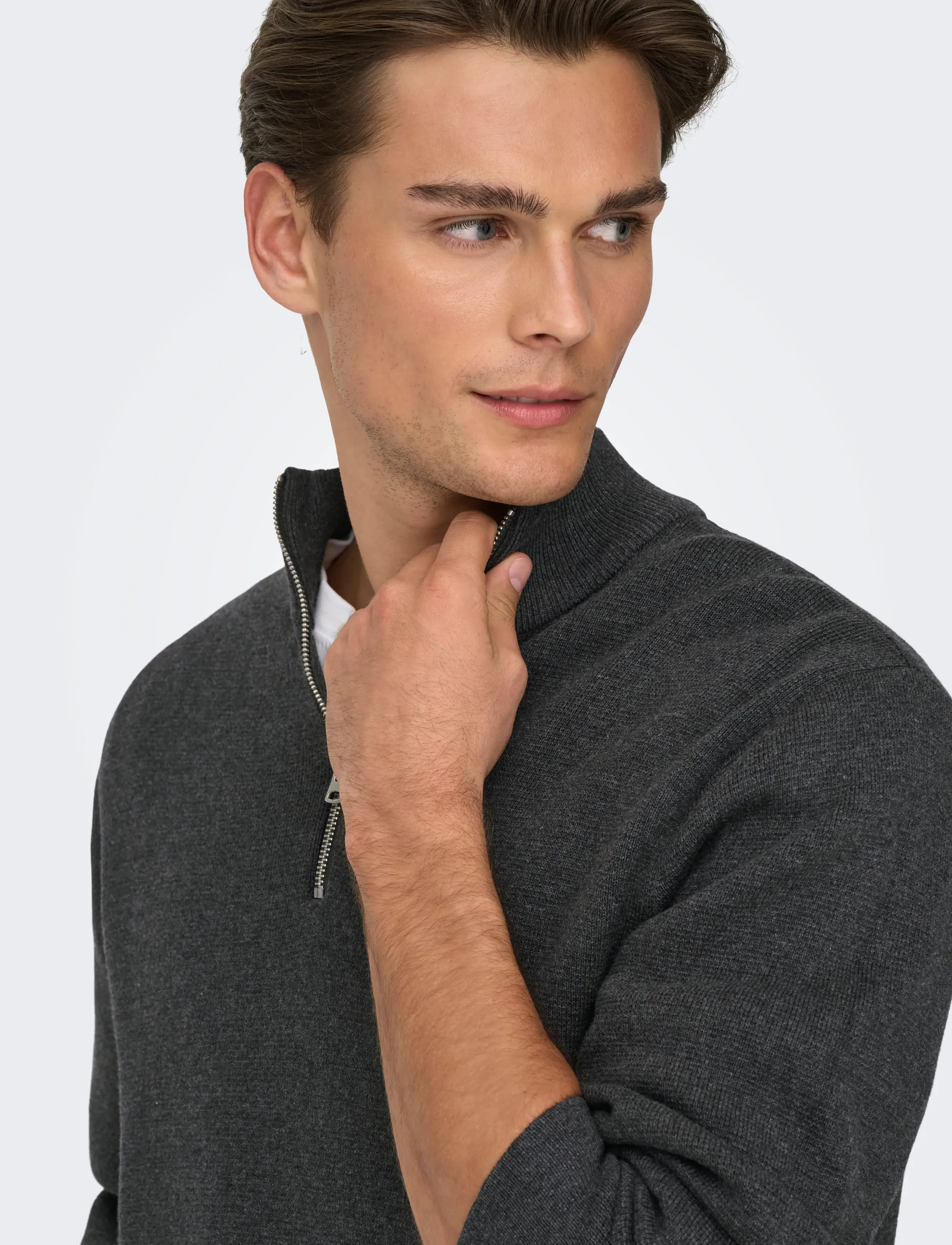 ONLY & SONS Onsting Life Reg Half Zip Knit Noos stickade tröjor herr – bild 5