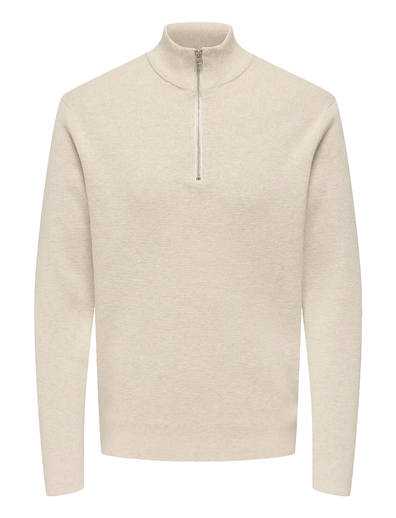 ONLY & SONS - ONSTING LIFE REG HALF ZIP KNIT NOOS - halfzip strik - gardenia - 0