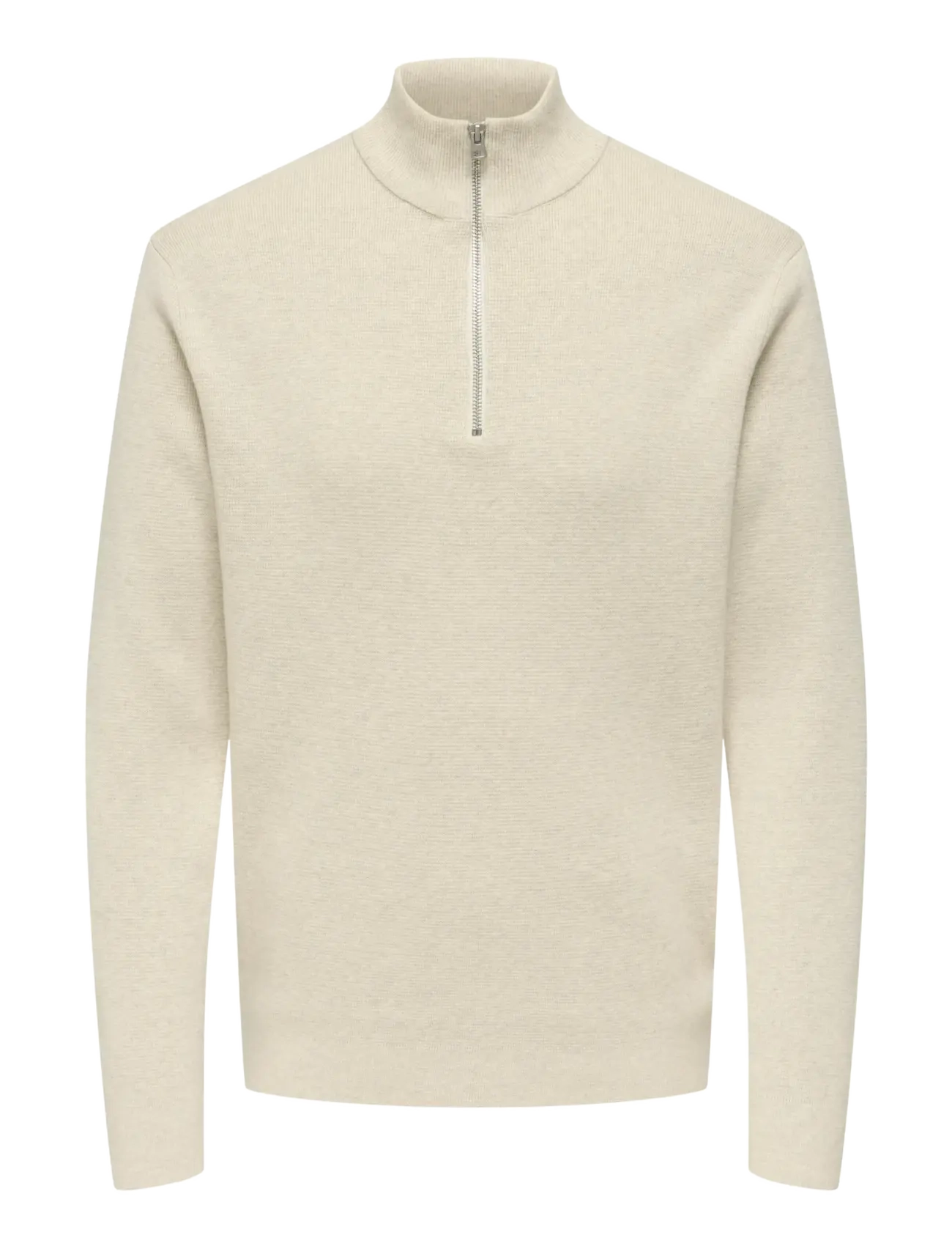 ONSTING LIFE REG HALF ZIP KNIT NOOS - GARDENIA
