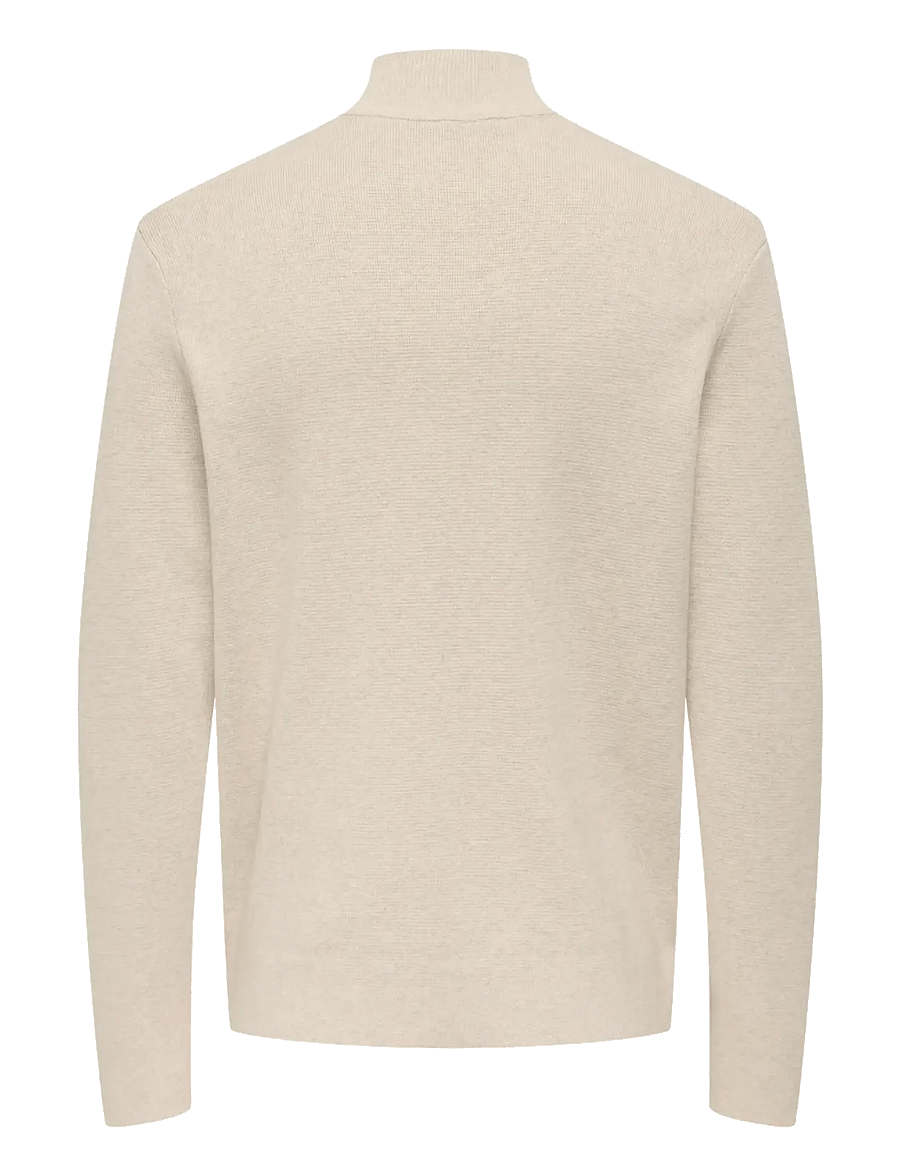 ONLY & SONS - ONSTING LIFE REG HALF ZIP KNIT NOOS - half zip-tröjor - gardenia - 1