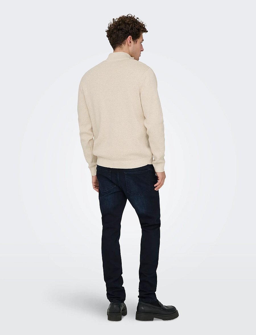 ONLY & SONS - ONSTING REG HALF ZIP KNIT NOOS - half zip-tröjor - gardenia - 3
