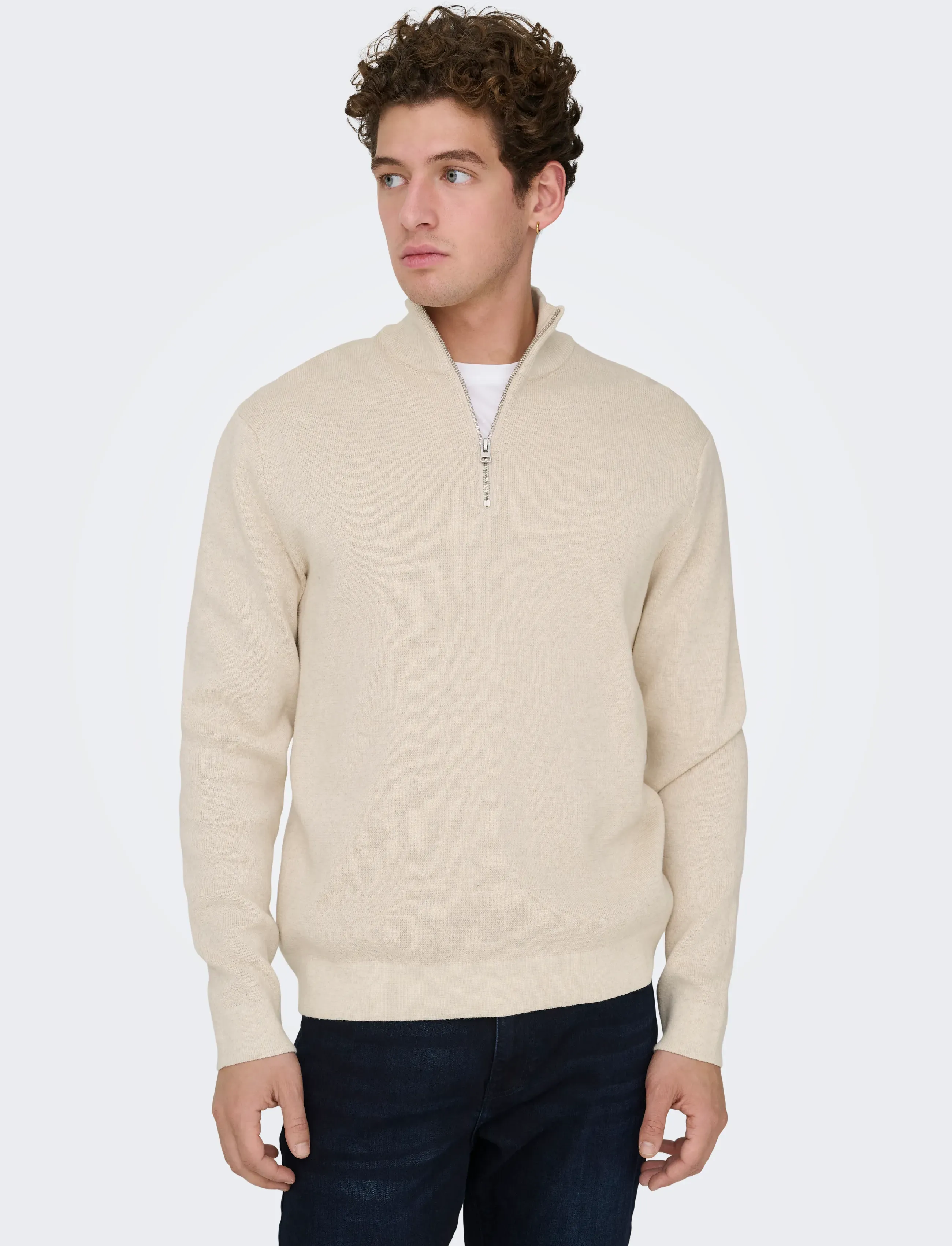 ONLY & SONS - ONSTING REG HALF ZIP KNIT NOOS - half zip-tröjor - gardenia - 5