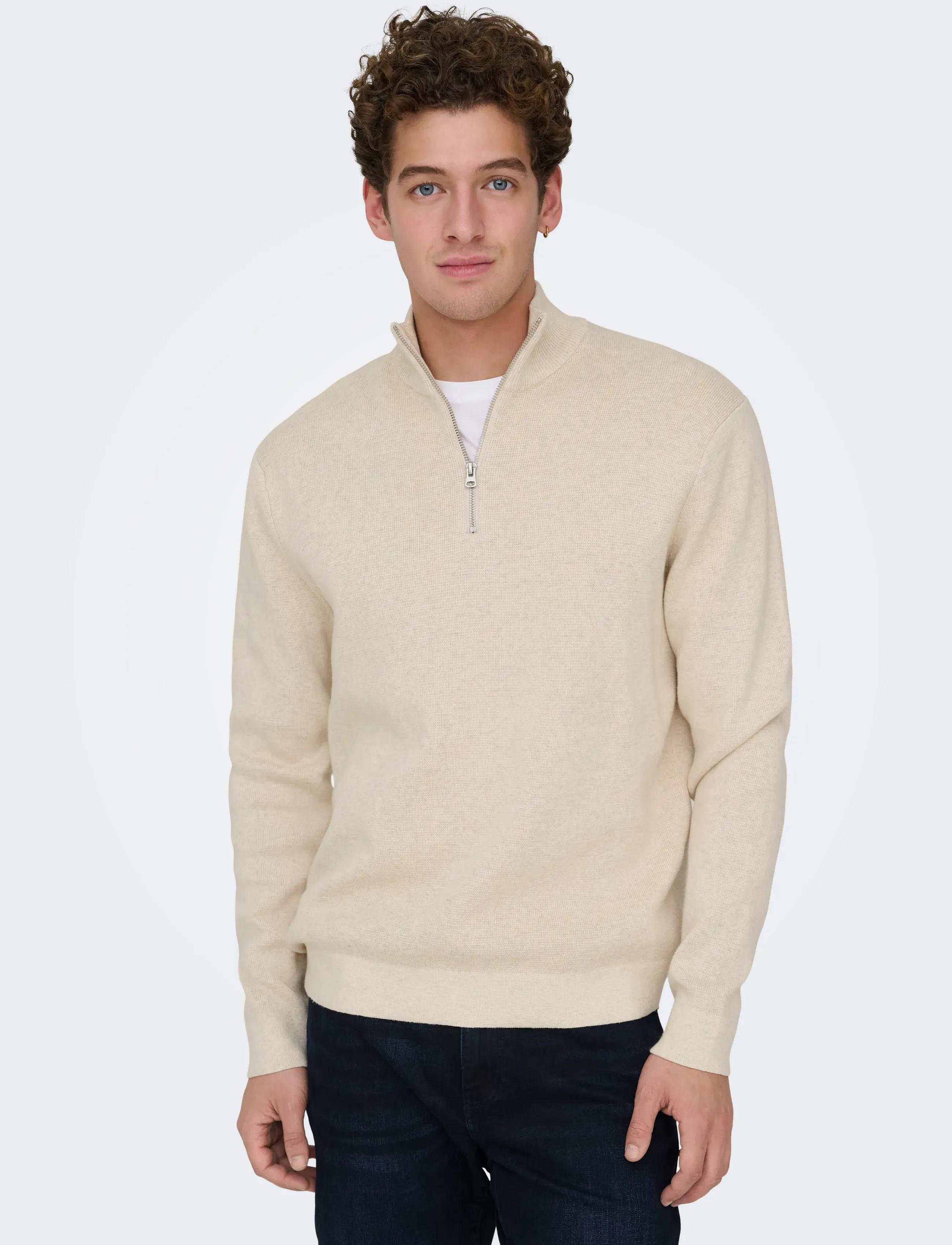 ONLY & SONS Onsting Life Reg Half Zip Knit Noos stickade tröjor herr – bild 6
